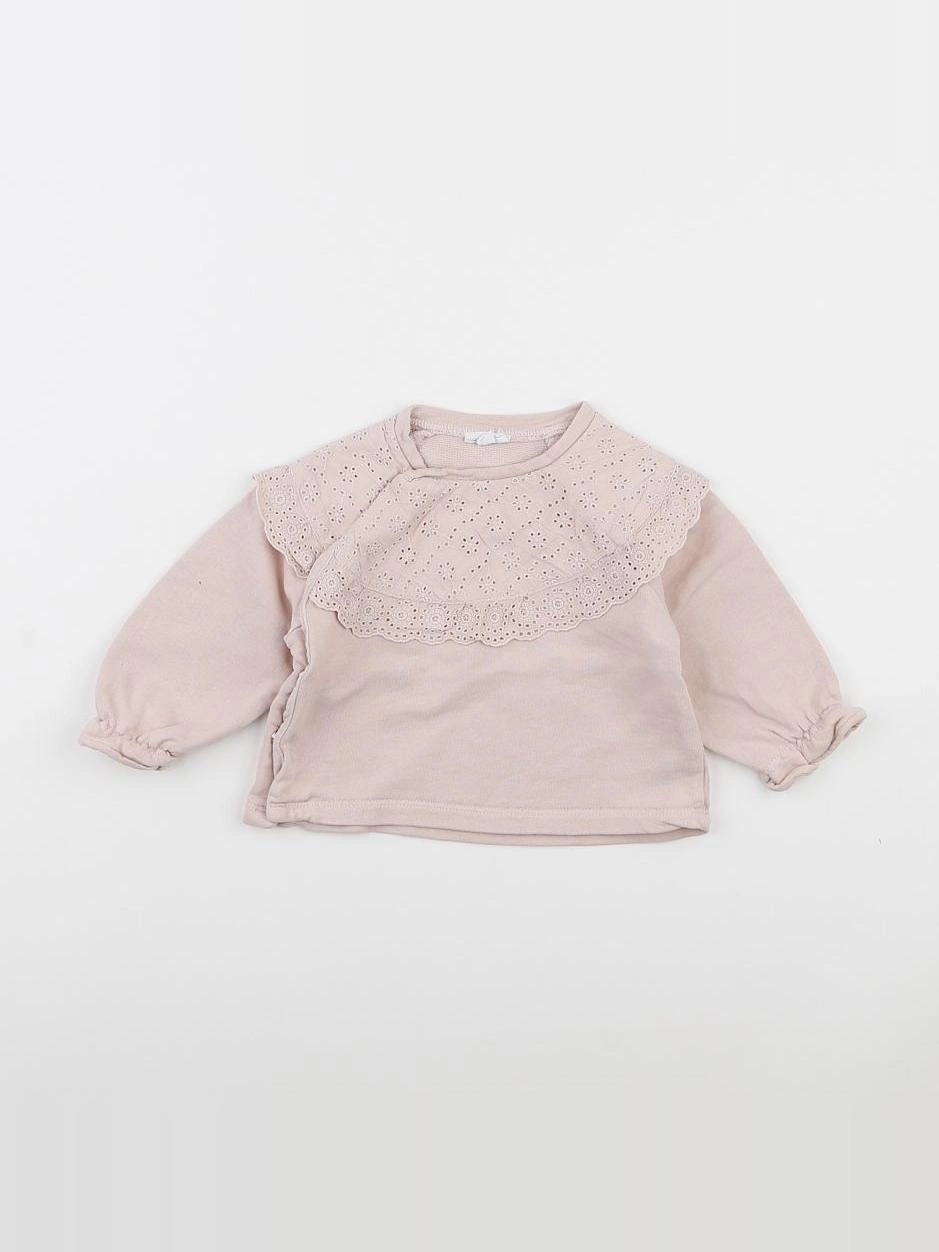 Vertbaudet - sweat rose - 9 mois