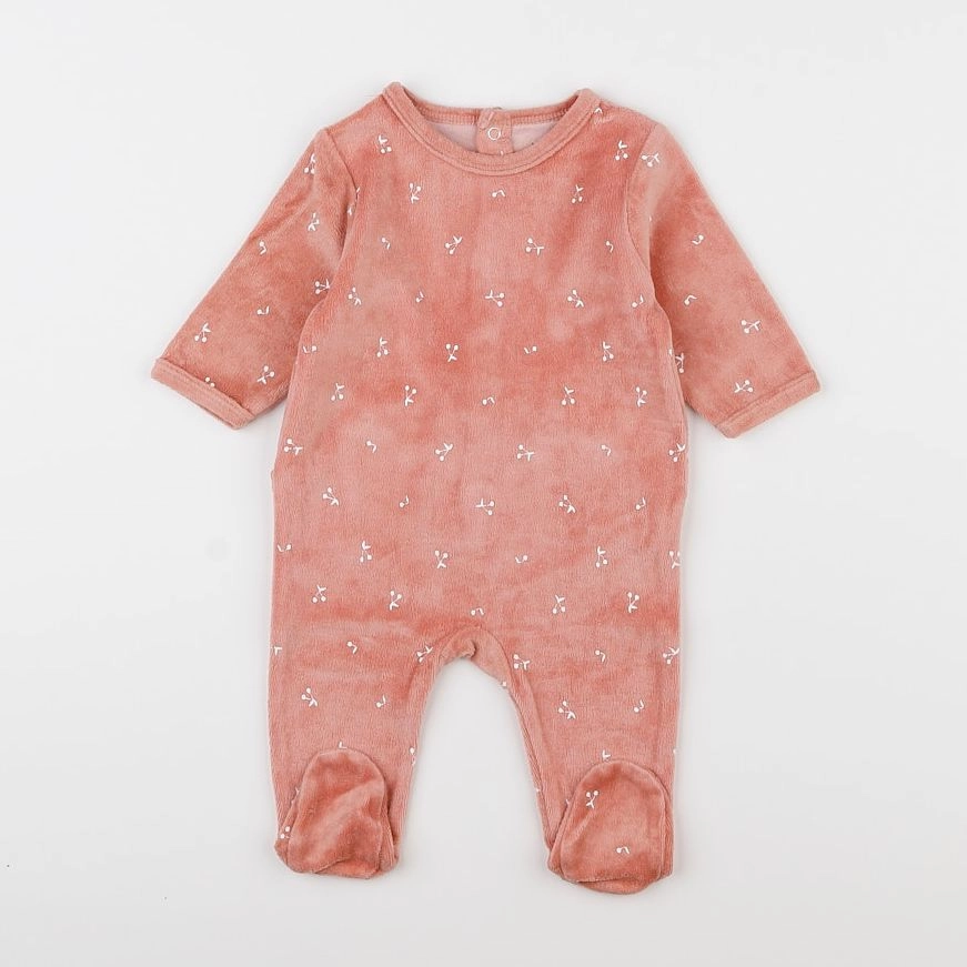 Vertbaudet - pyjama velours rose - 3 mois