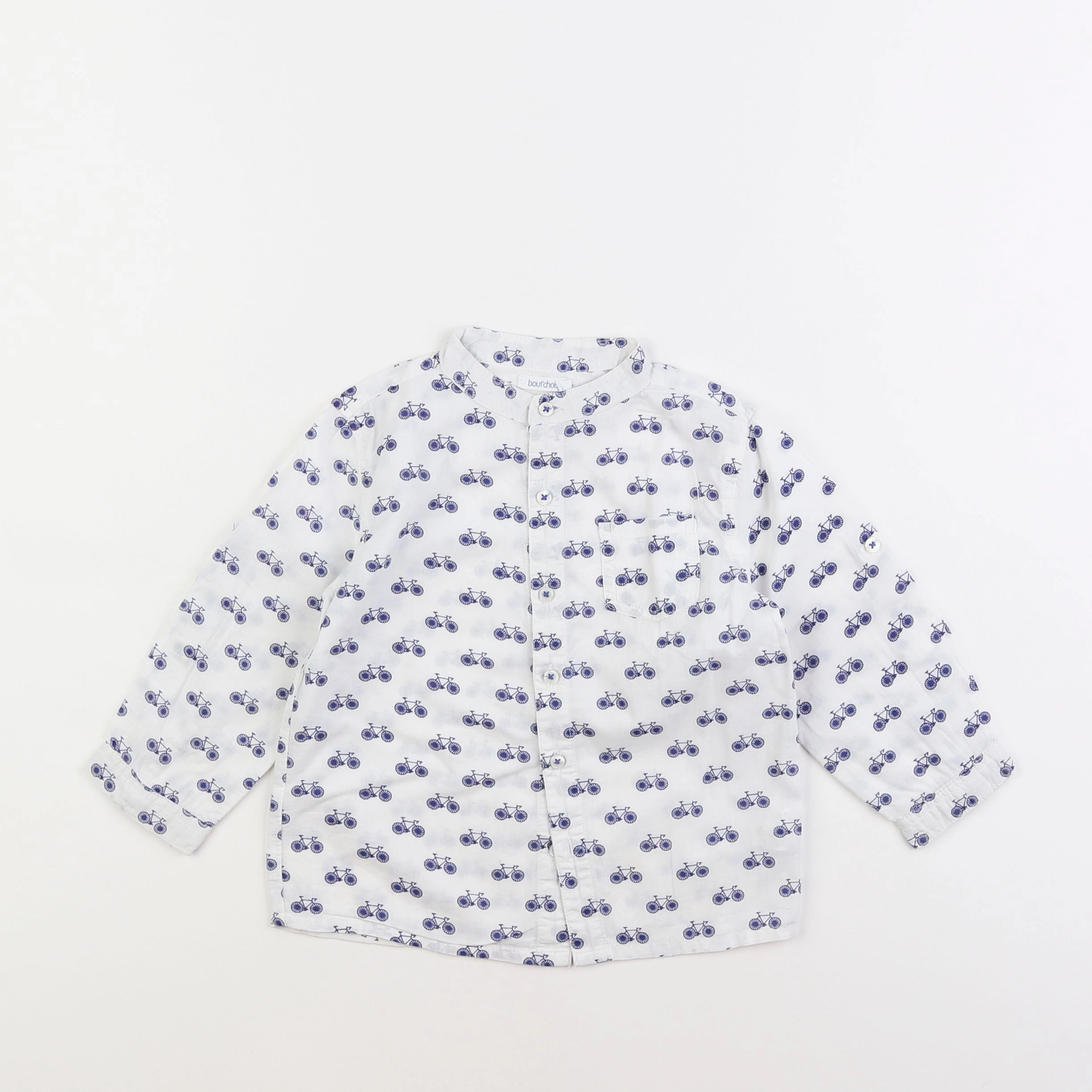 Boutchou - chemise blanc, bleu - 18 mois