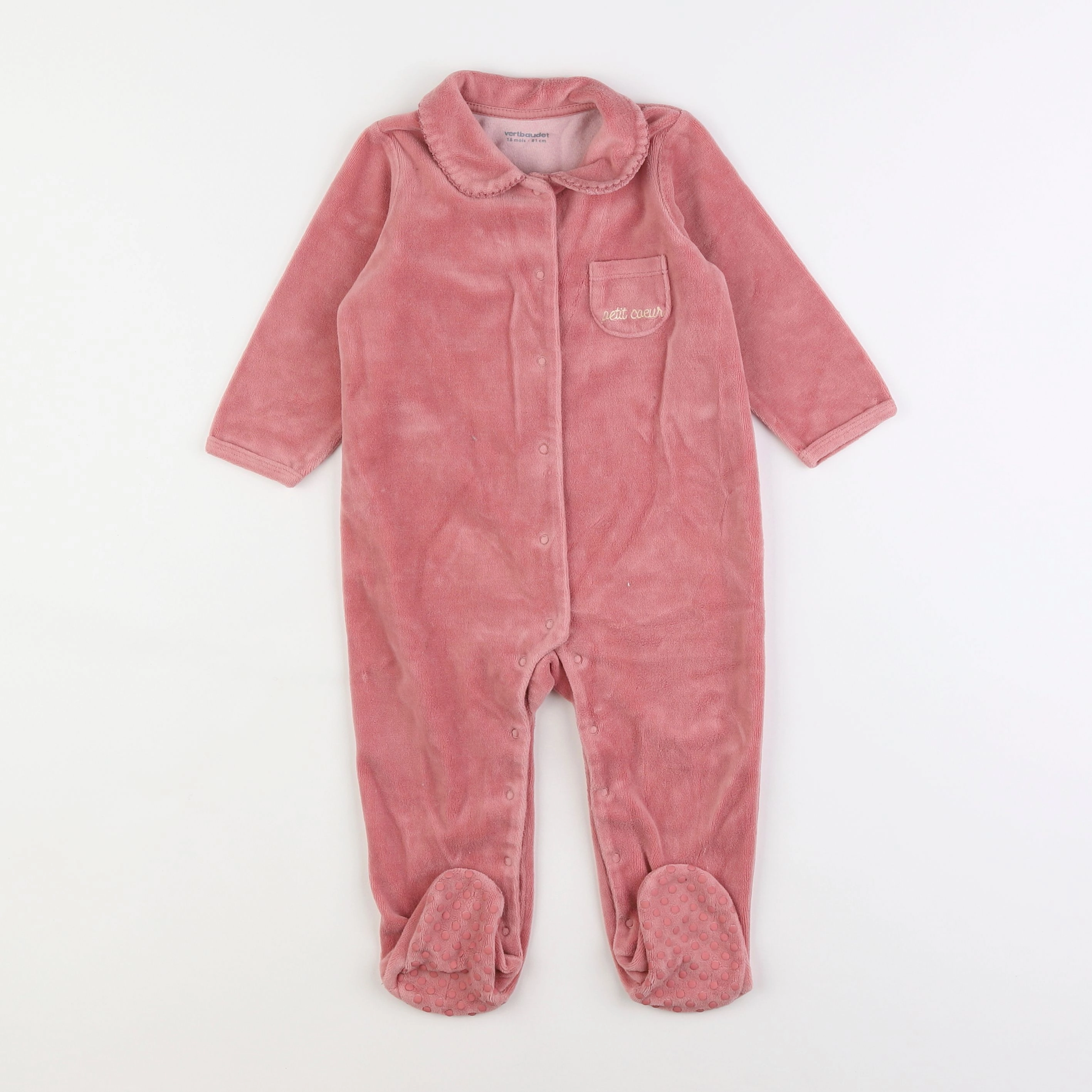 Vertbaudet - pyjama velours rose - 18 mois