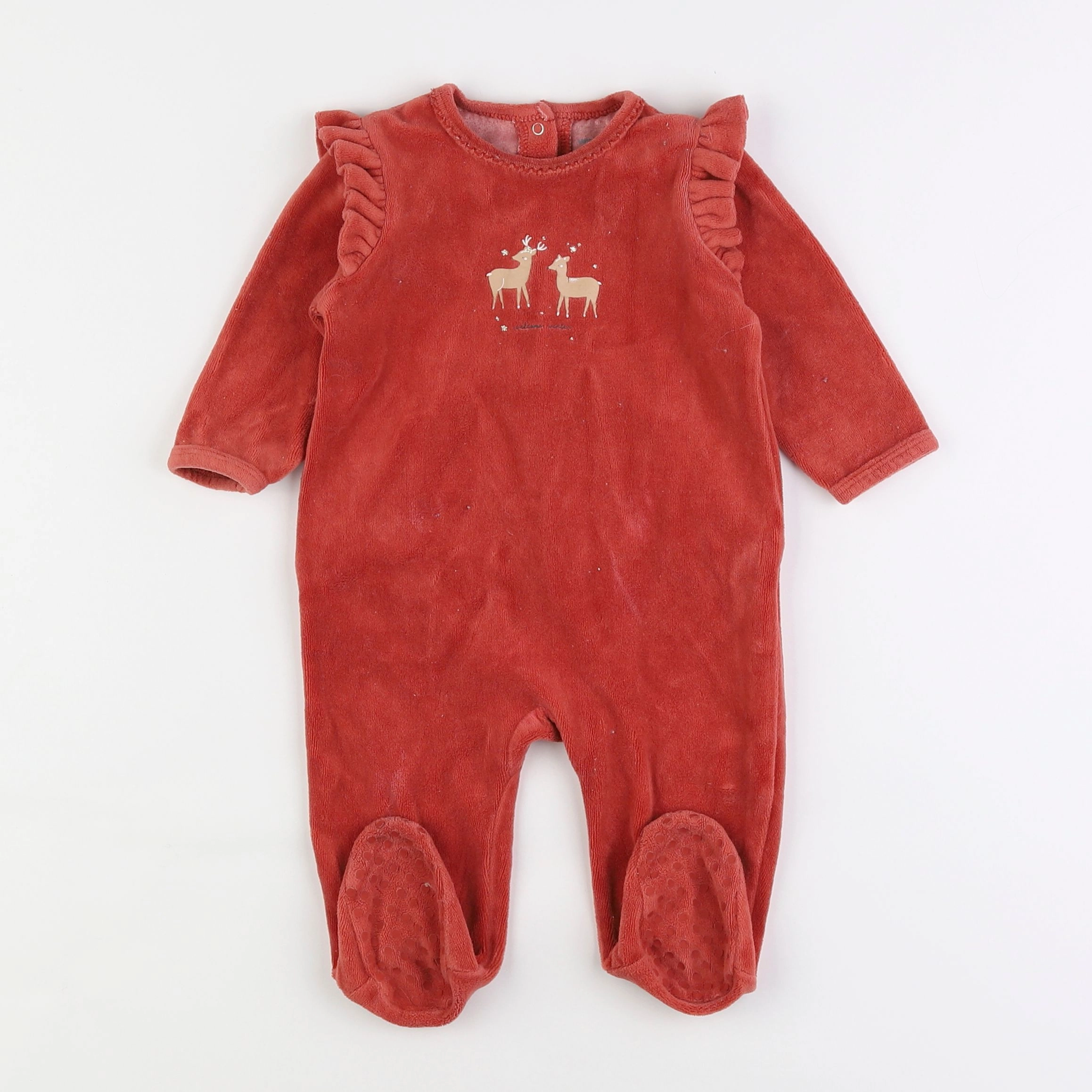 Vertbaudet - pyjama velours rouge - 9 mois