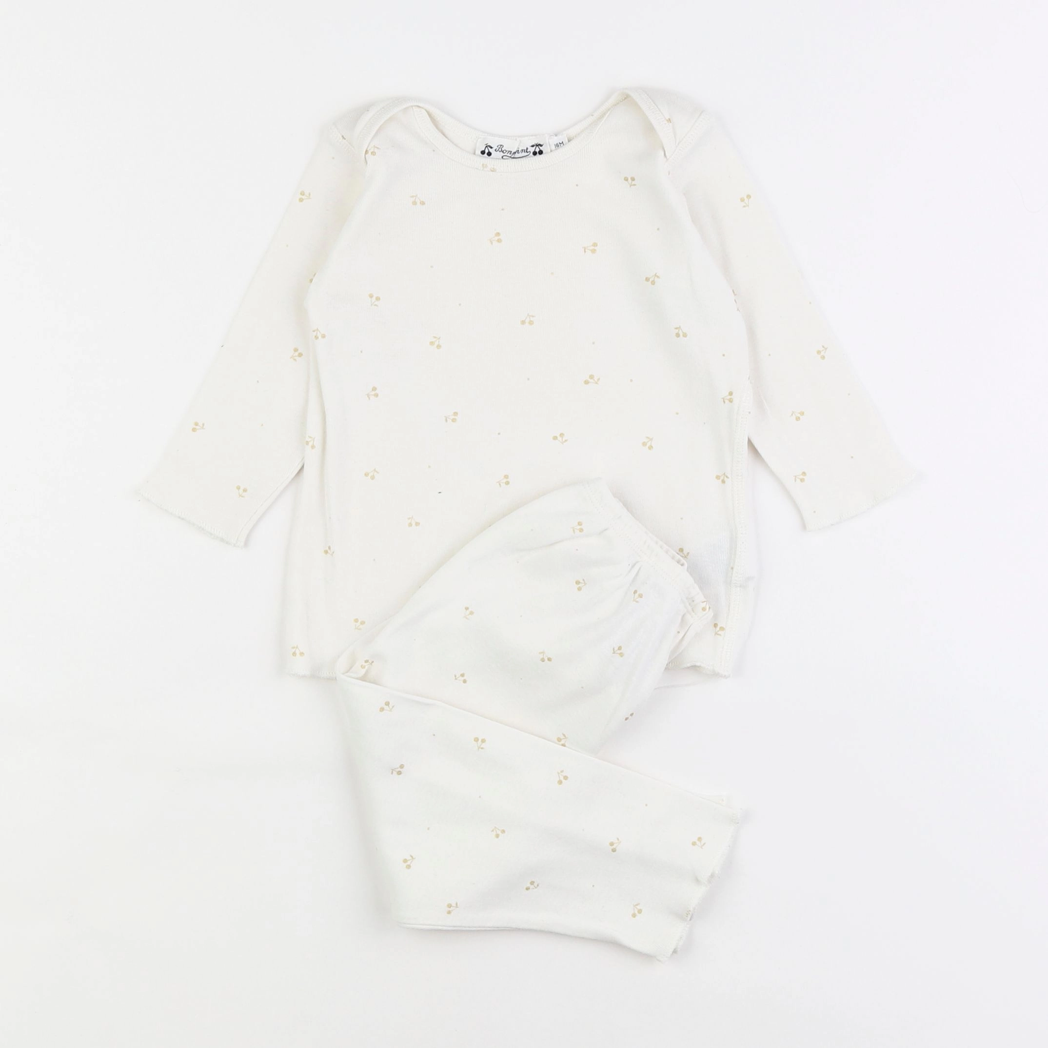 Bonpoint - pyjama coton blanc, or - 18 mois