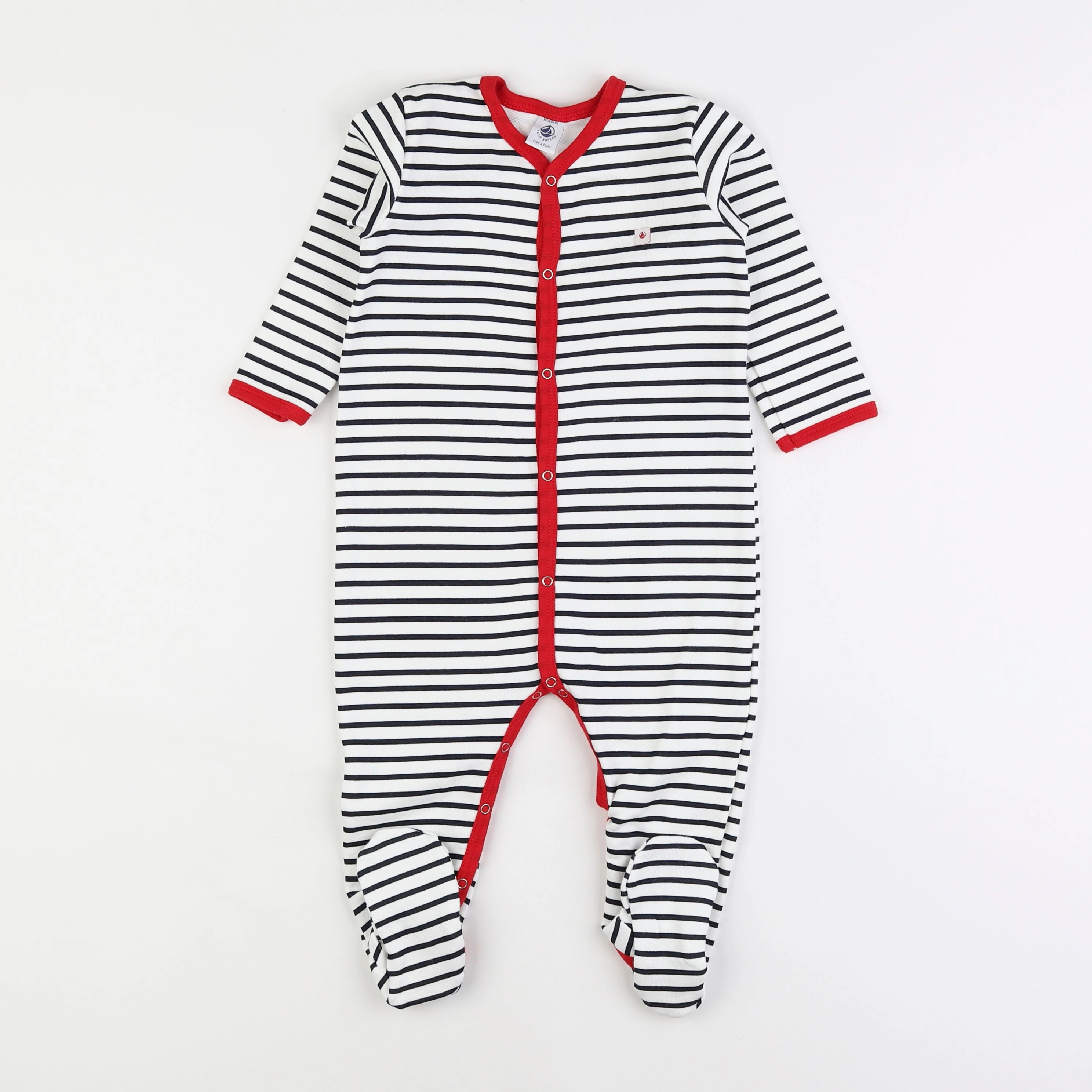 Petit Bateau - pyjama coton blanc, bleu - 18 mois