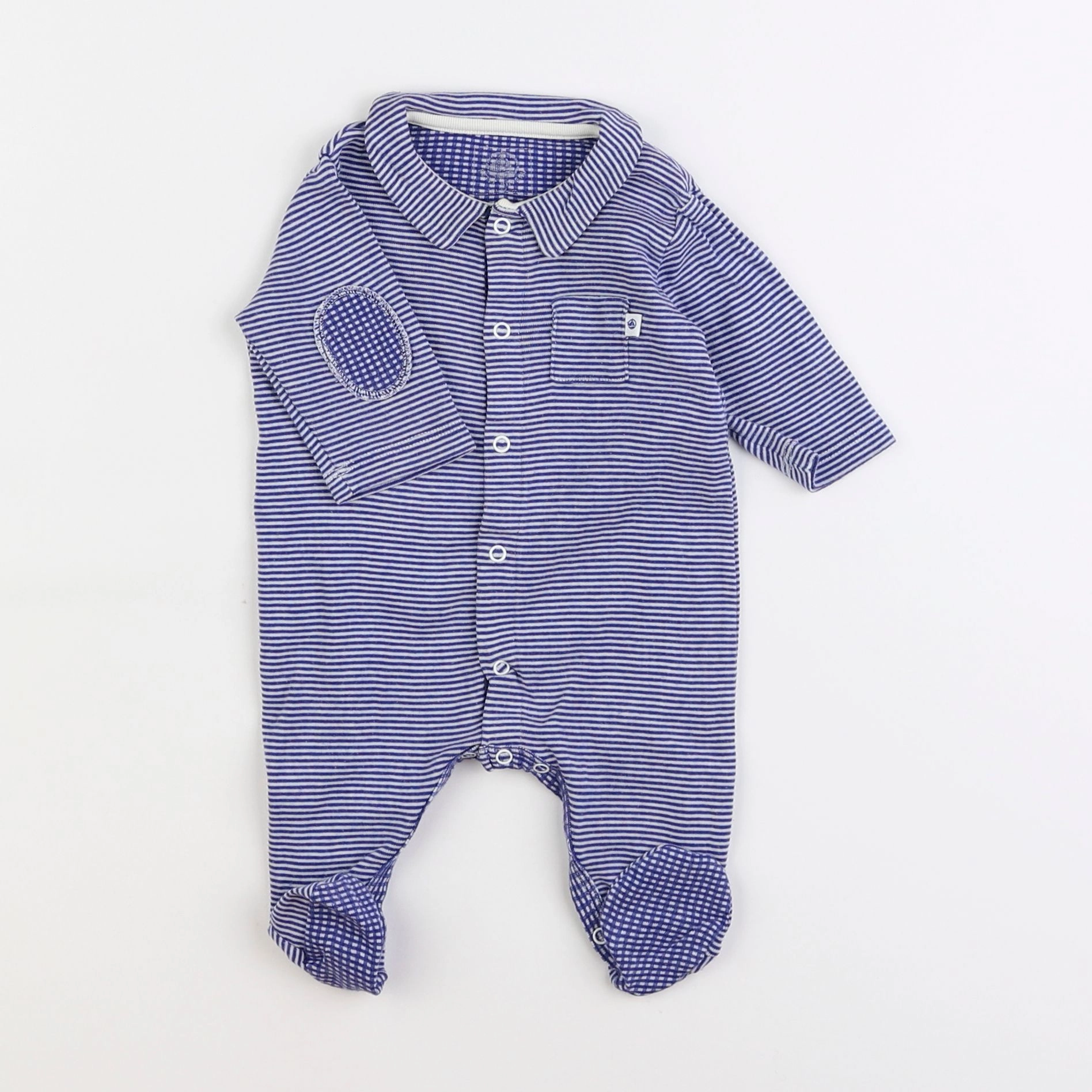 Petit Bateau - pyjama coton bleu - 3 mois