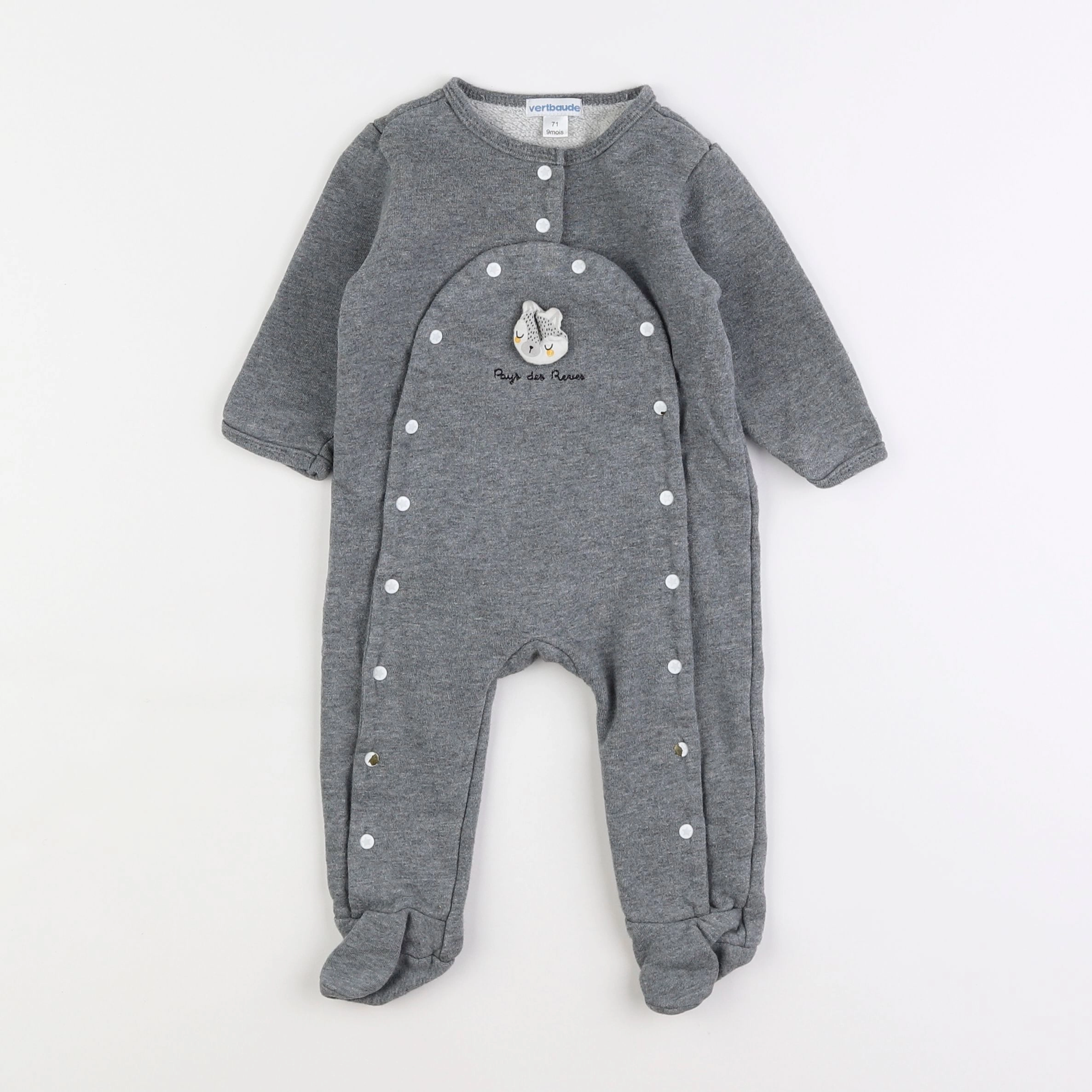 Vertbaudet - pyjama coton gris - 9 mois