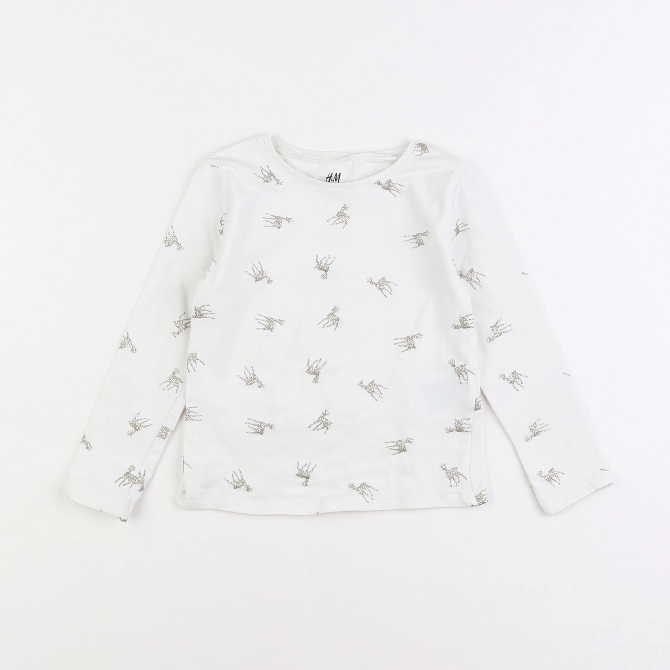 H&M - tee-shirt blanc, or - 2/4 ans