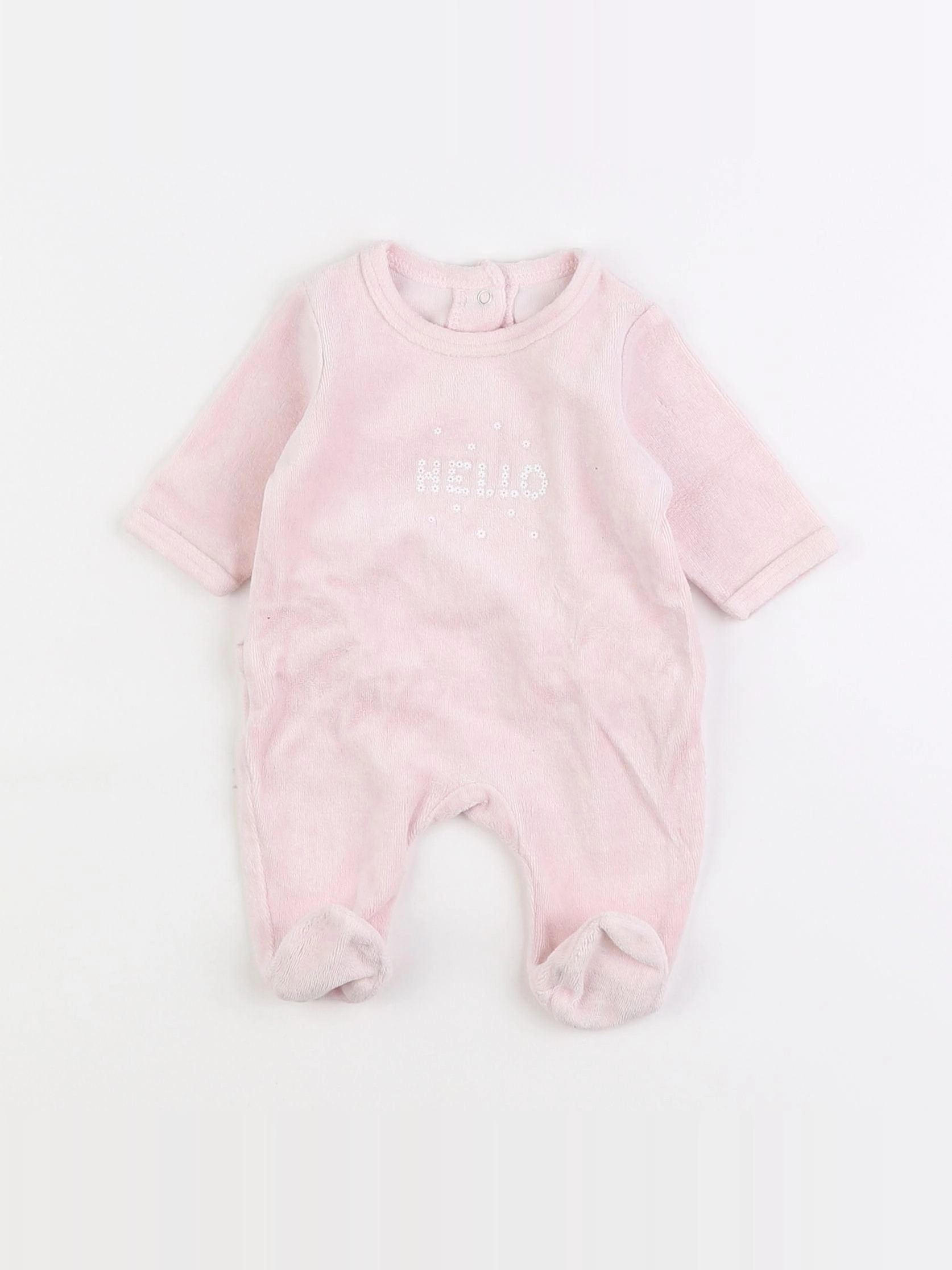 Vertbaudet - pyjama velours rose - 0 mois