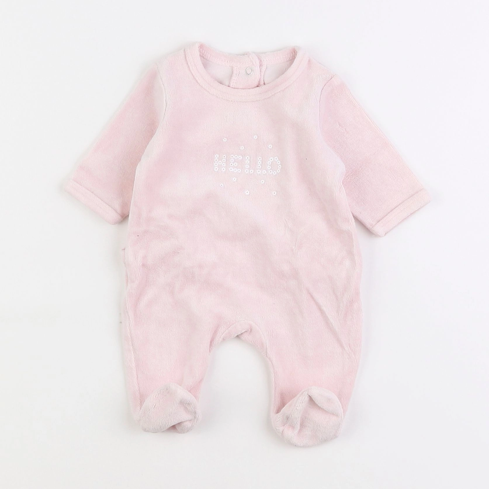 Vertbaudet - pyjama velours rose - 0 mois