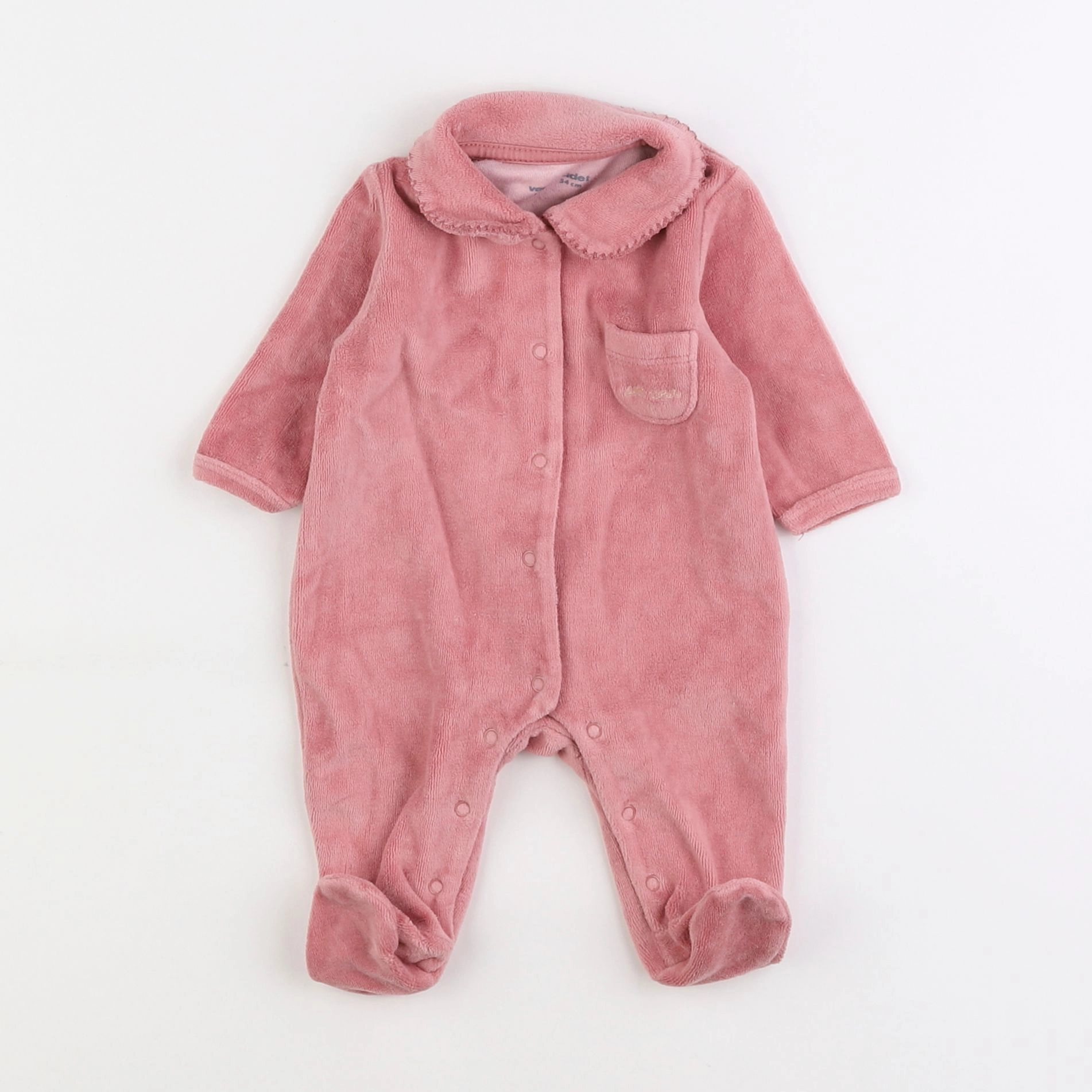 Vertbaudet - pyjama velours rose - 1 mois