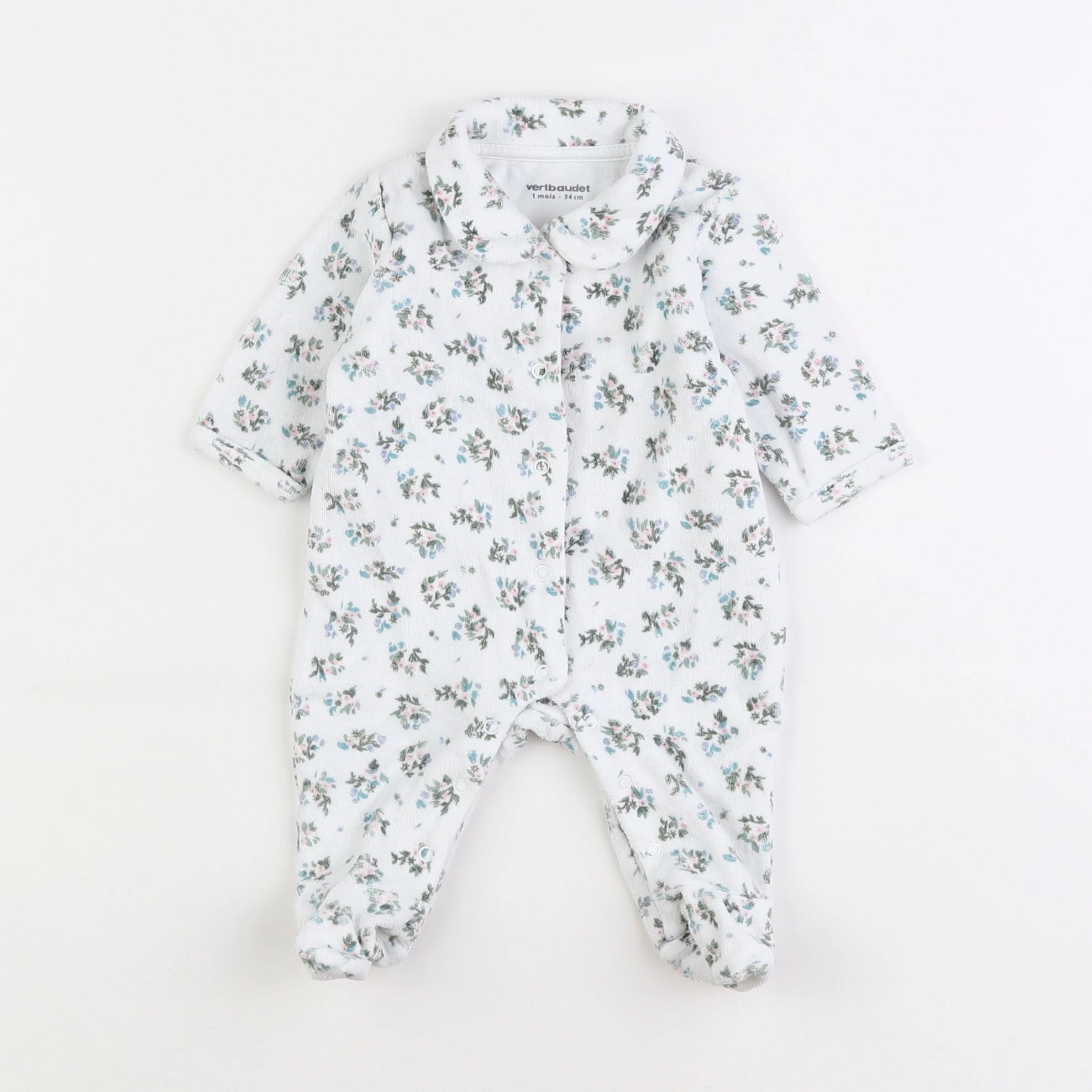 Vertbaudet - pyjama velours blanc - 1 mois