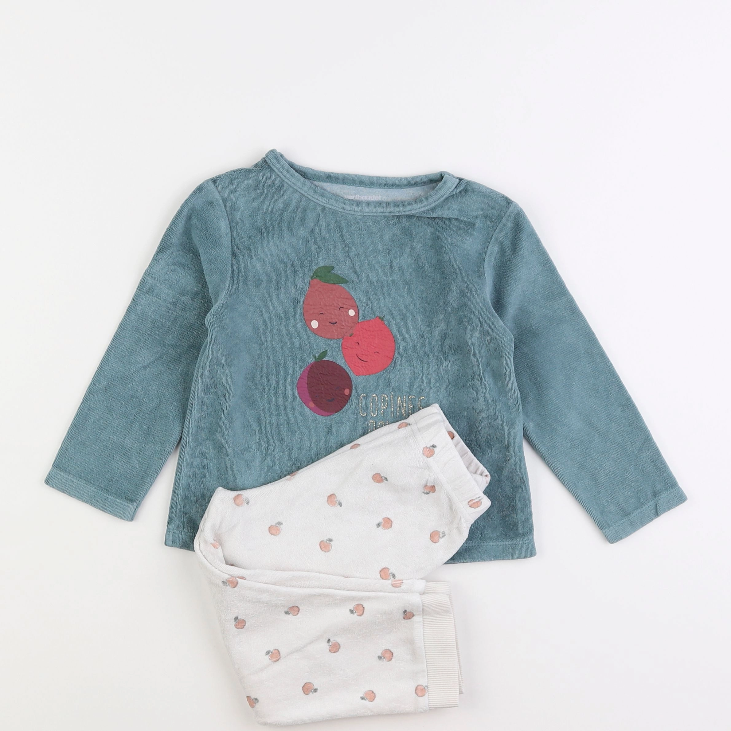 Vertbaudet - pyjama velours vert - 3 ans