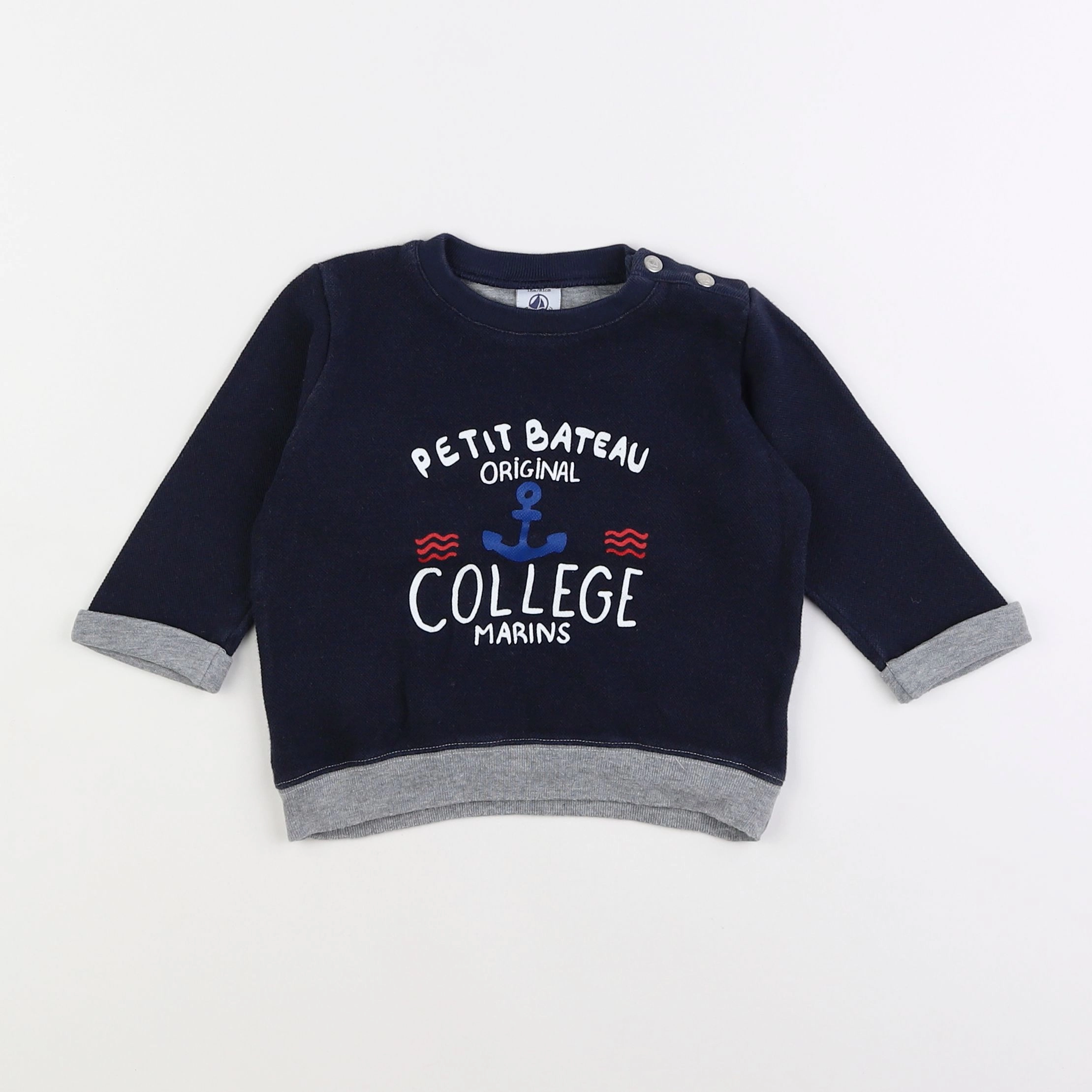 Petit Bateau - sweat bleu - 18 mois