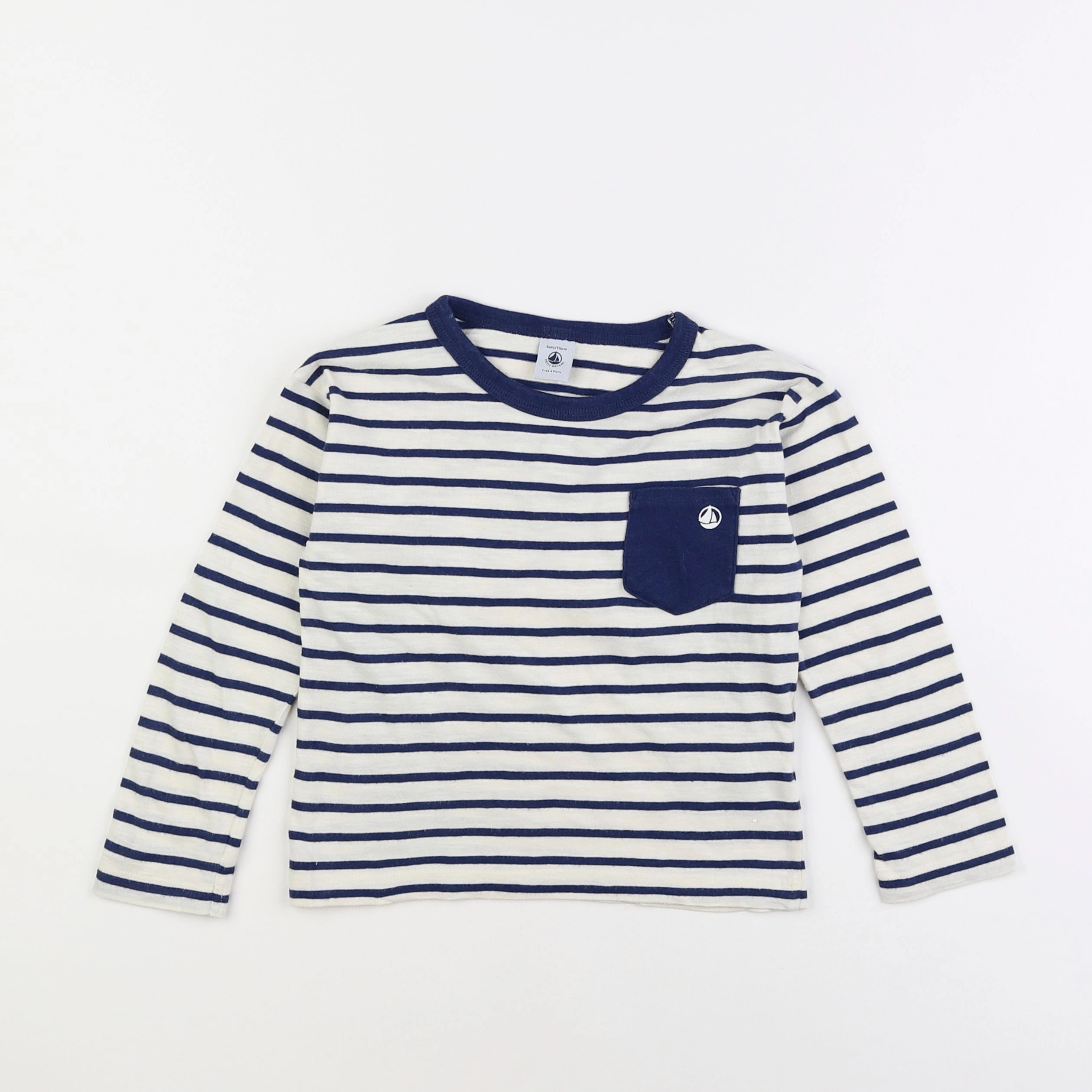 Petit Bateau - tee-shirt blanc, bleu - 6 ans