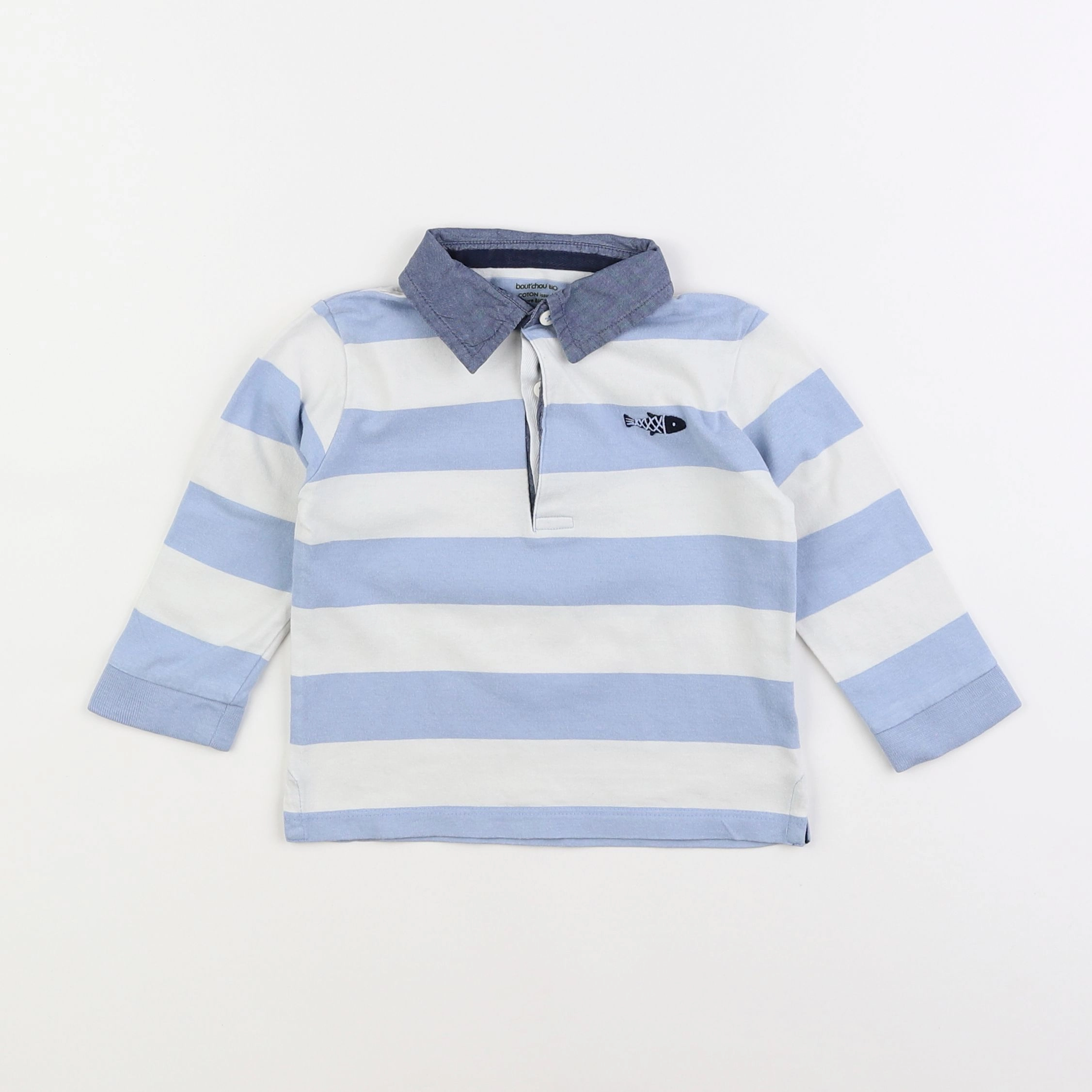 Boutchou - polo bleu, blanc - 2 ans