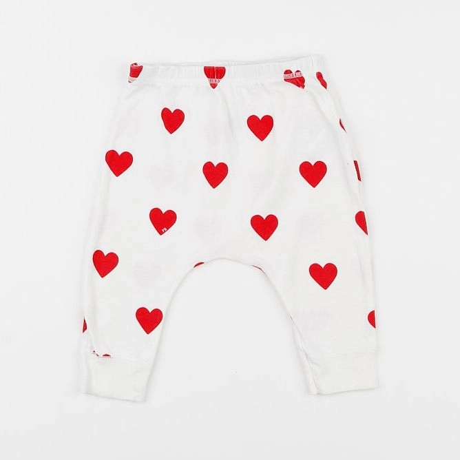 Petit Bateau - sarouel blanc, rouge - 6 mois