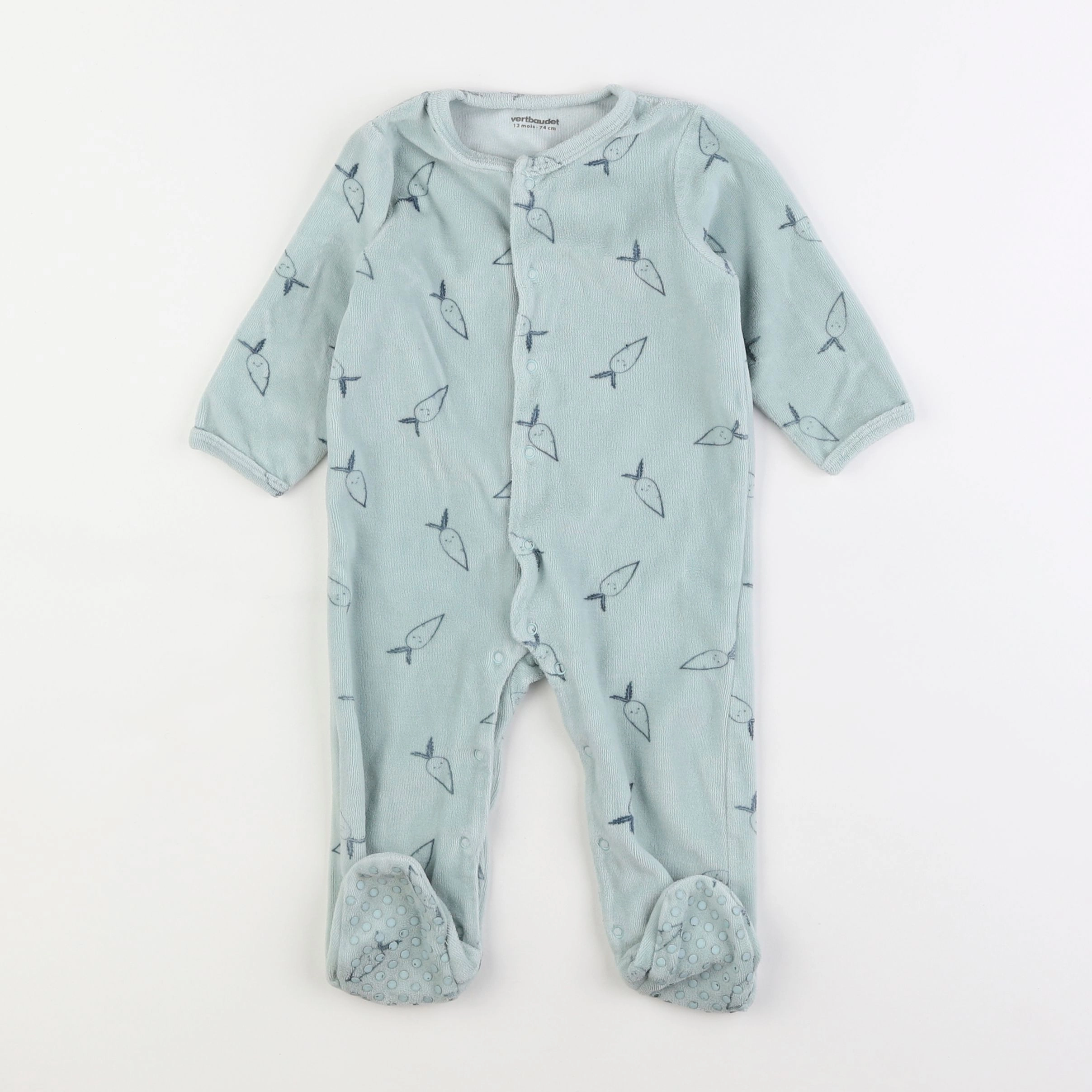 Vertbaudet - pyjama velours bleu - 12 mois