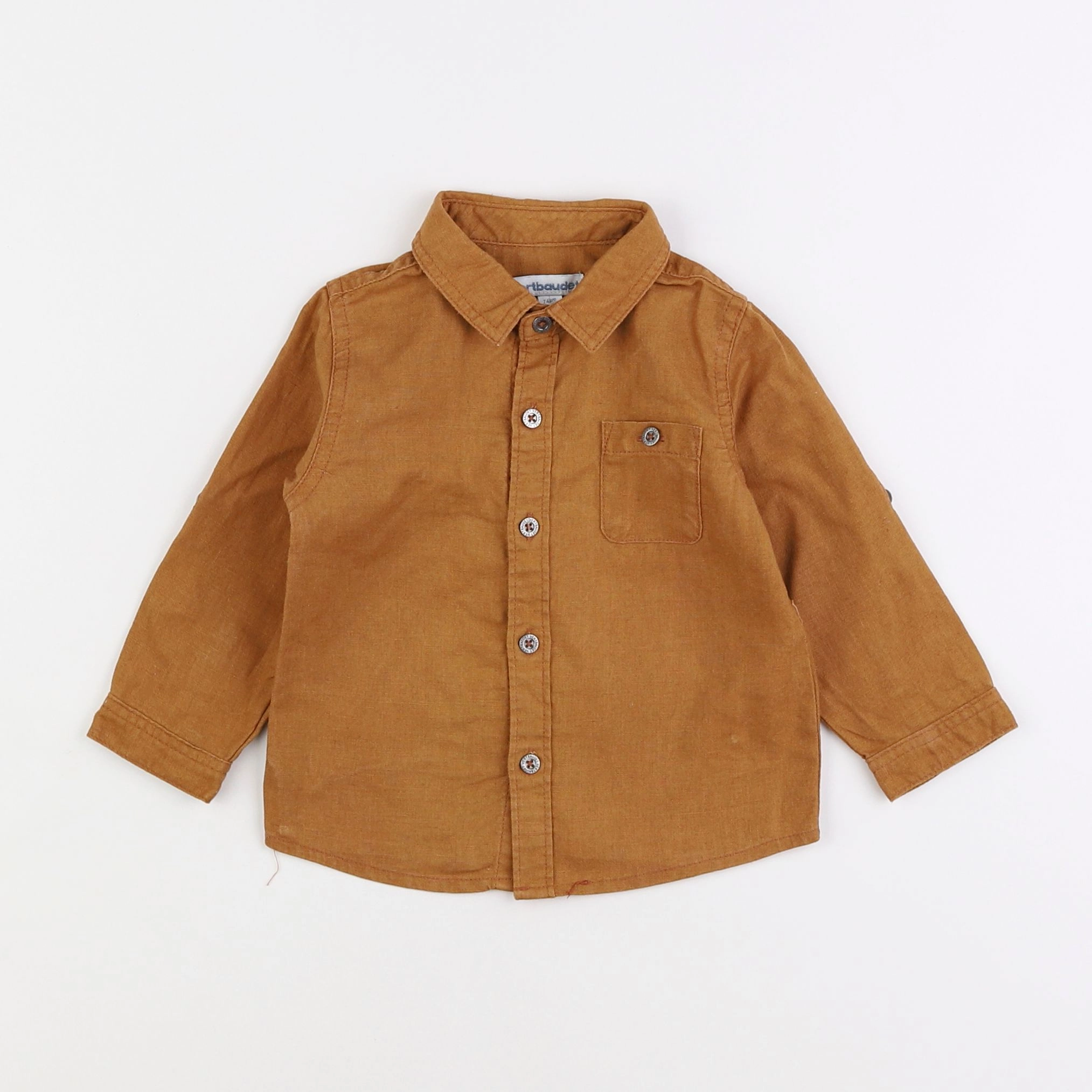 Vertbaudet - chemise marron - 12 mois