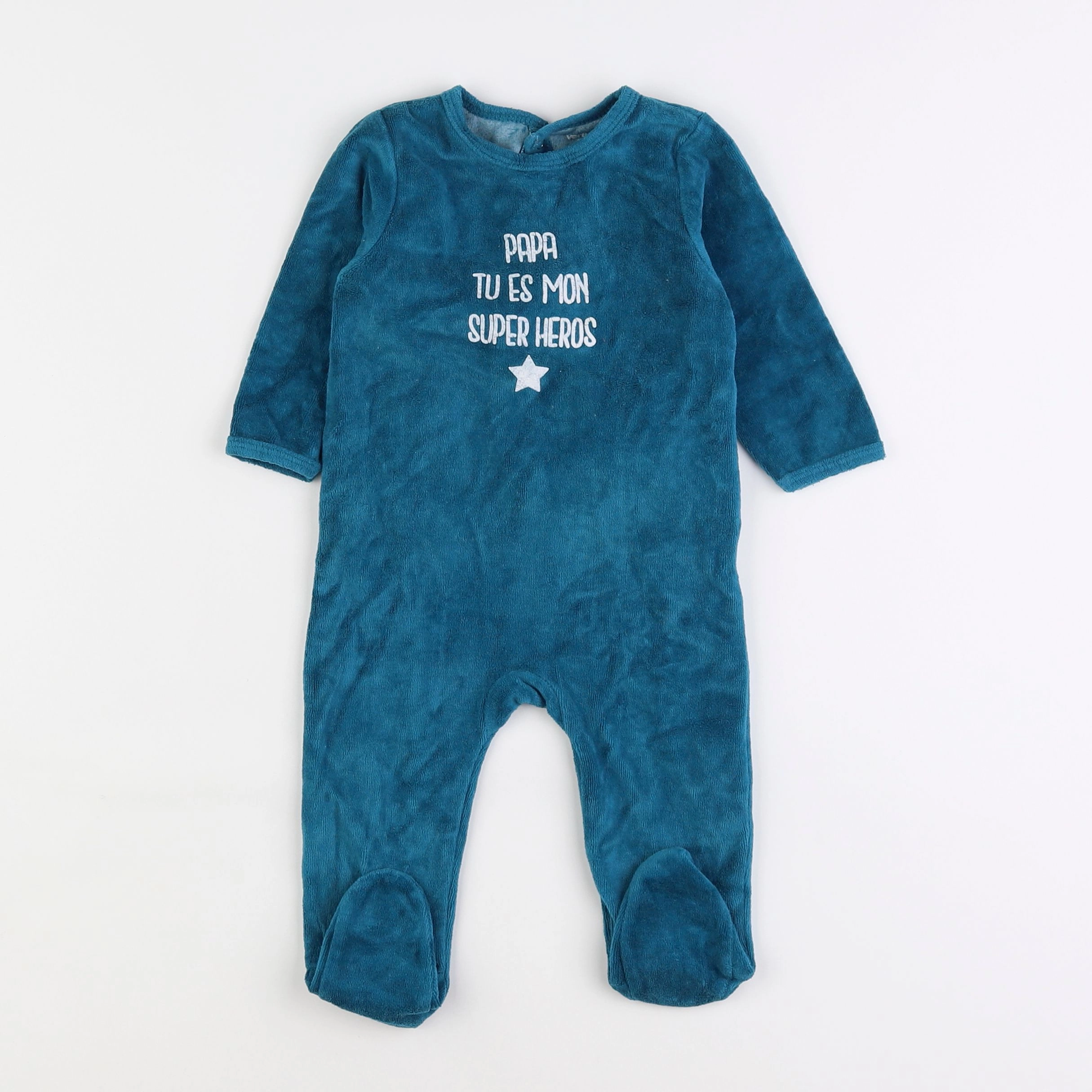 Vertbaudet - pyjama velours bleu - 9 mois