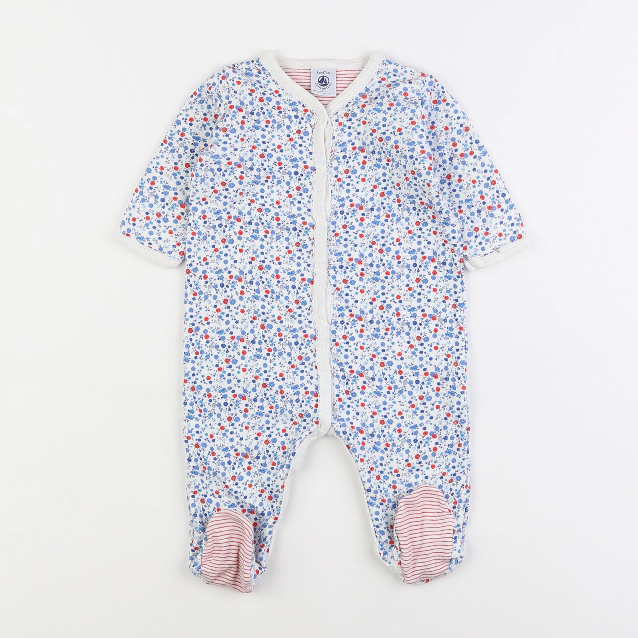 Petit Bateau - pyjama velours bleu - 6 mois