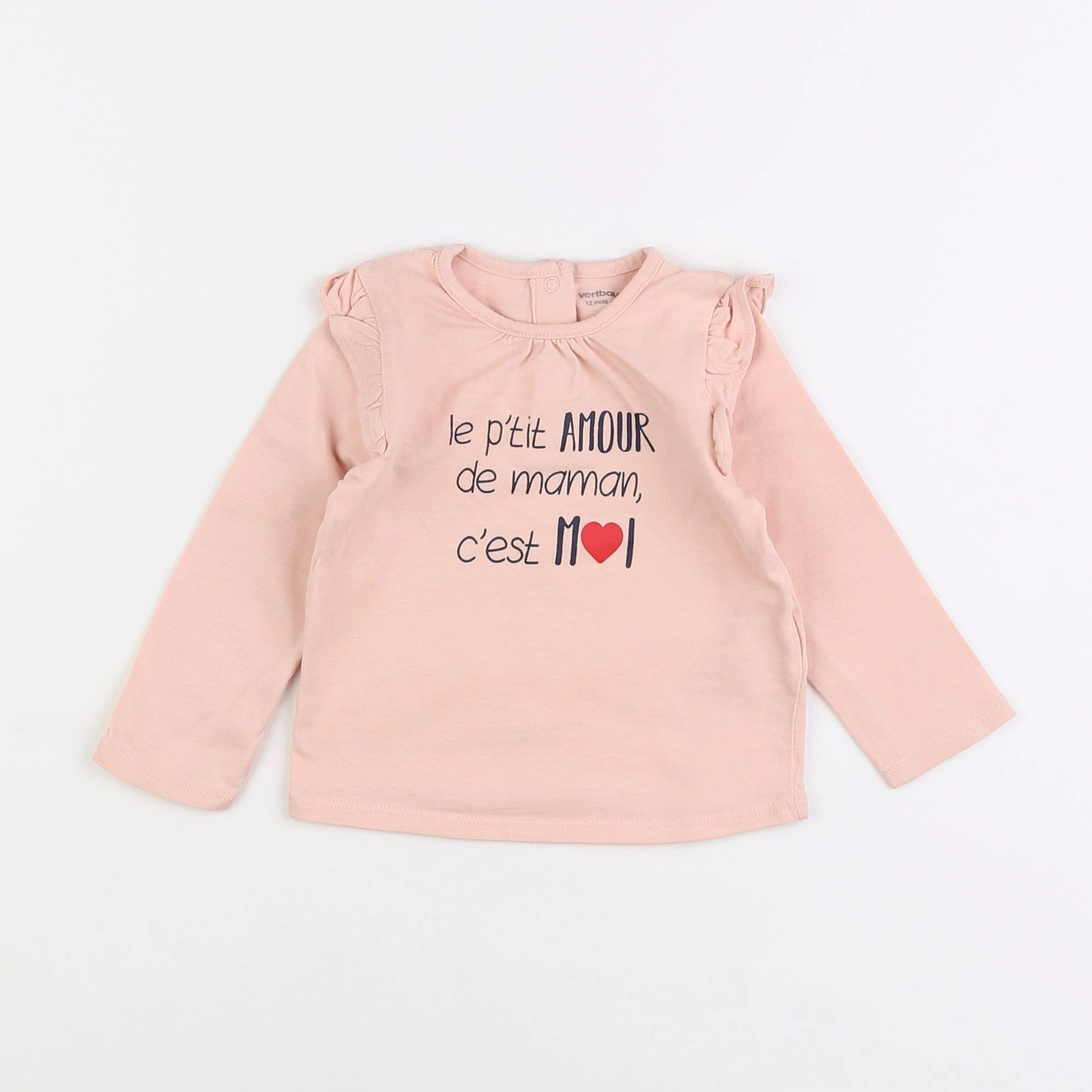 Vertbaudet - tee-shirt rose - 12 mois