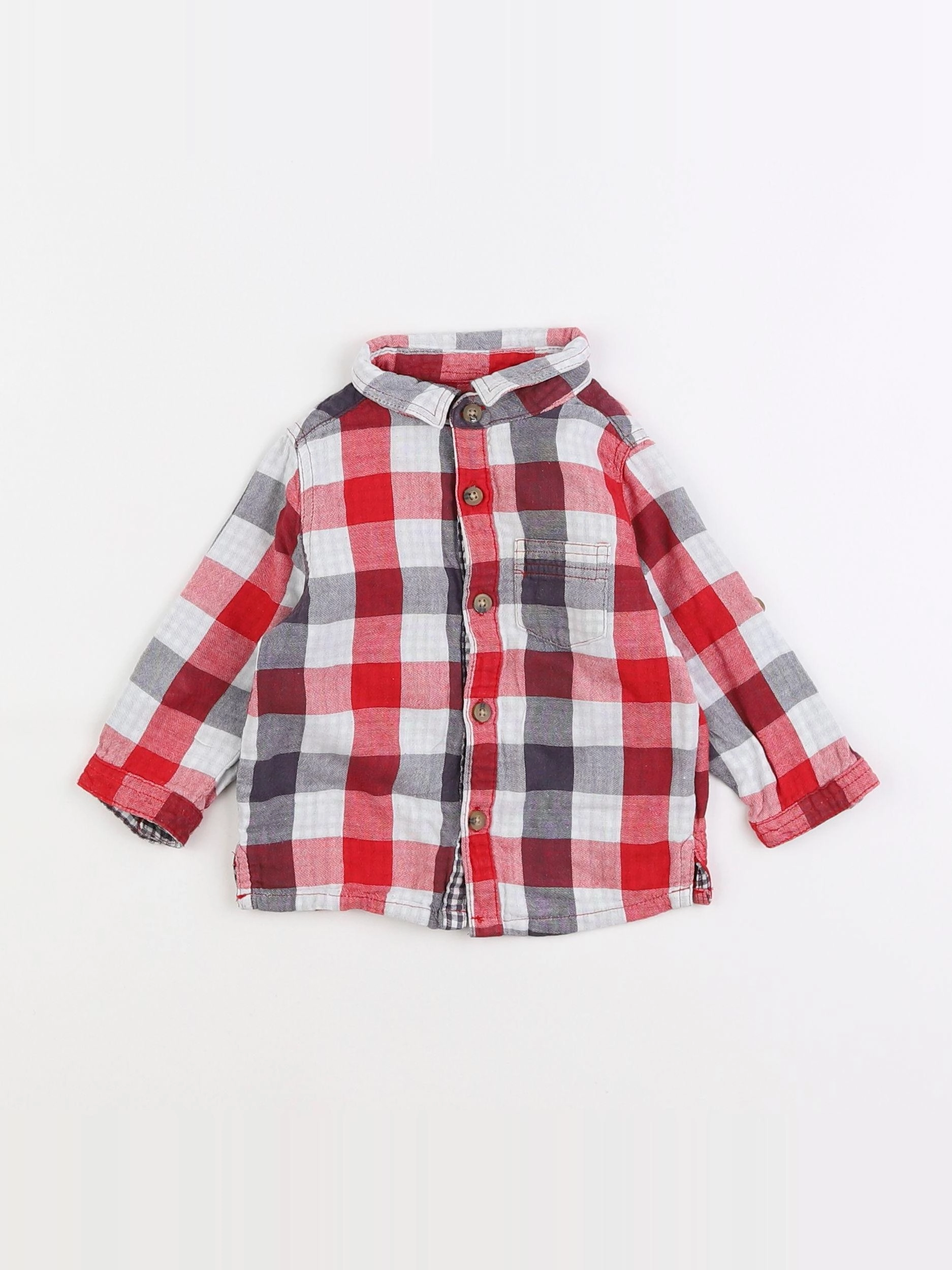 Vertbaudet - chemise rouge - 6 mois
