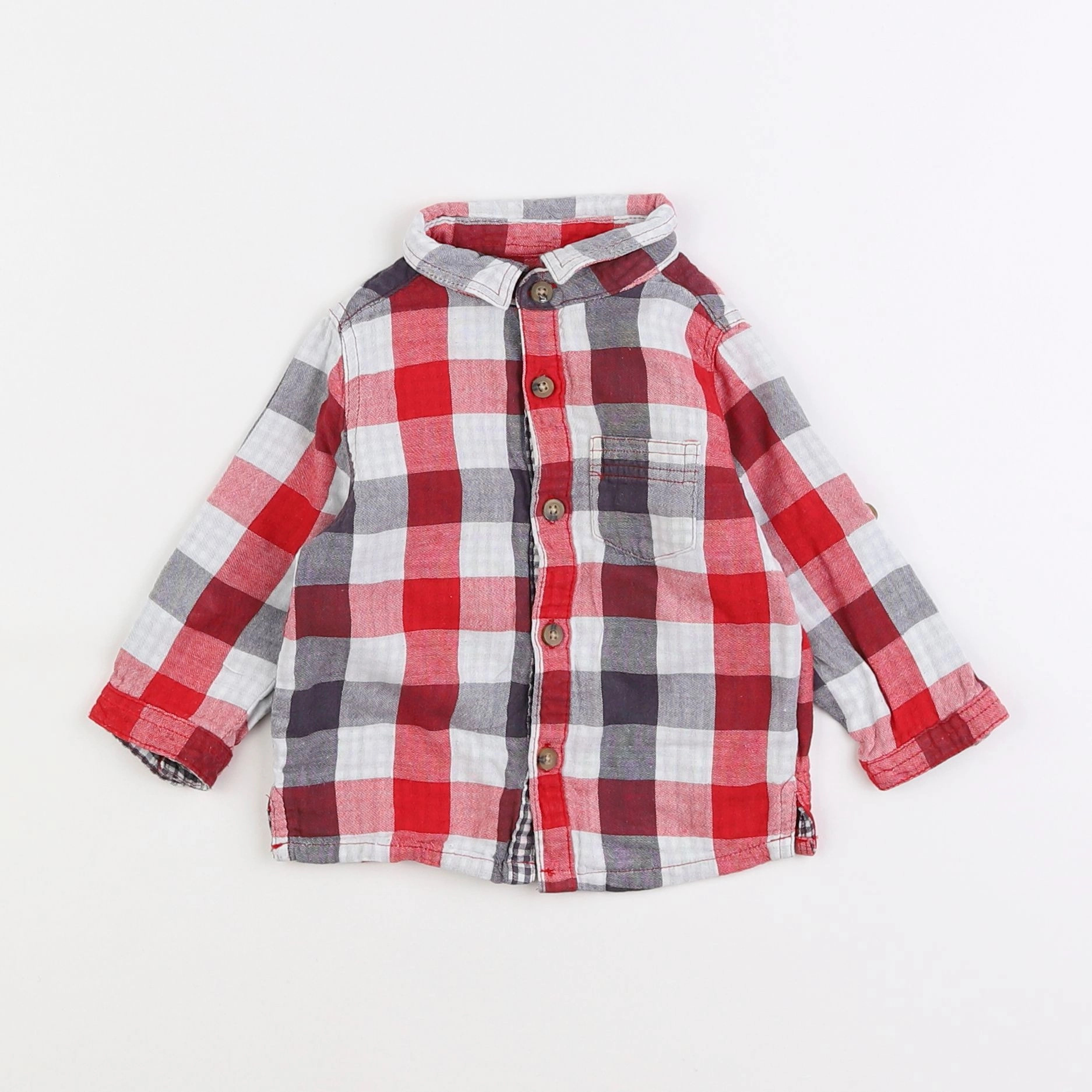 Vertbaudet - chemise rouge - 6 mois