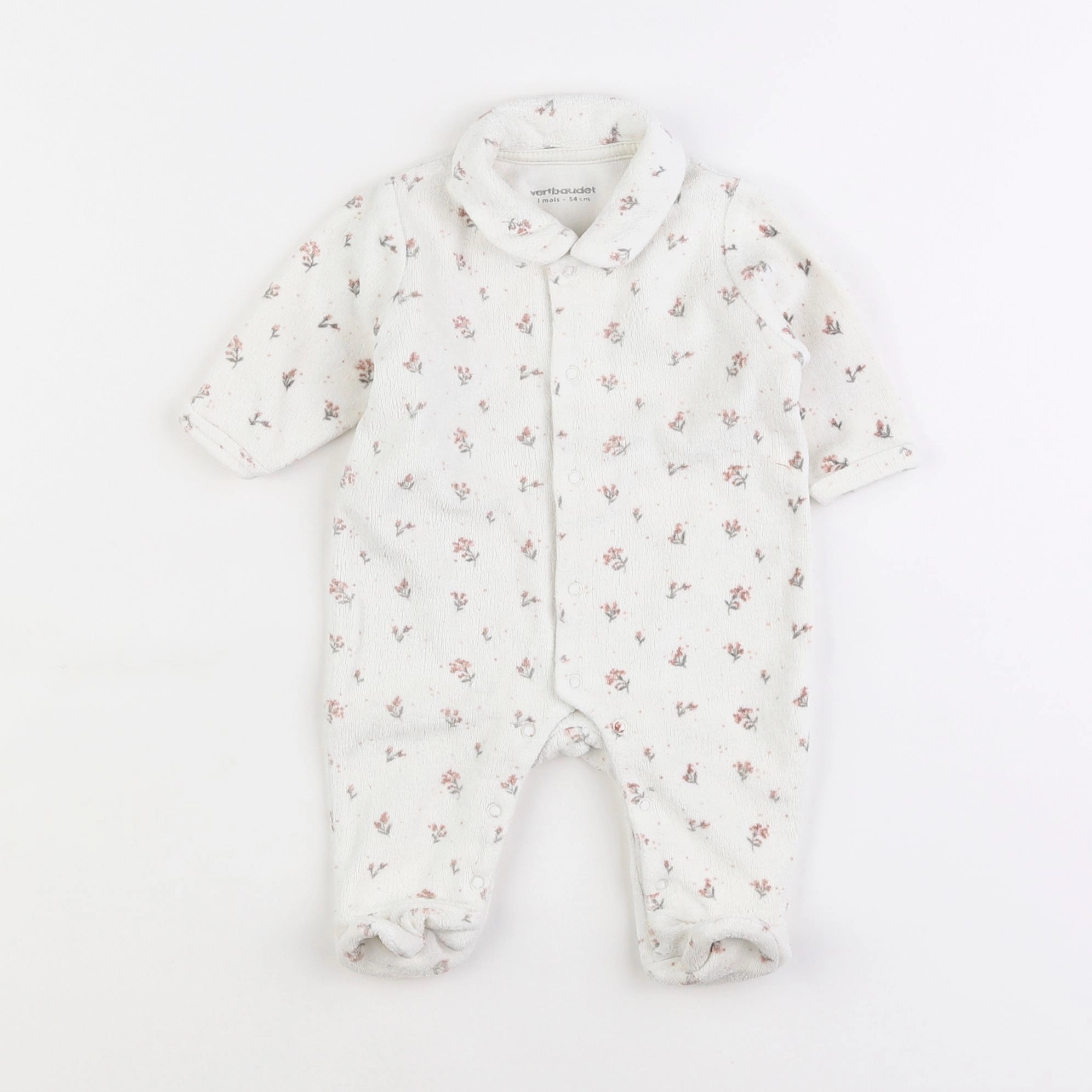 Vertbaudet - pyjama velours blanc - 1 mois