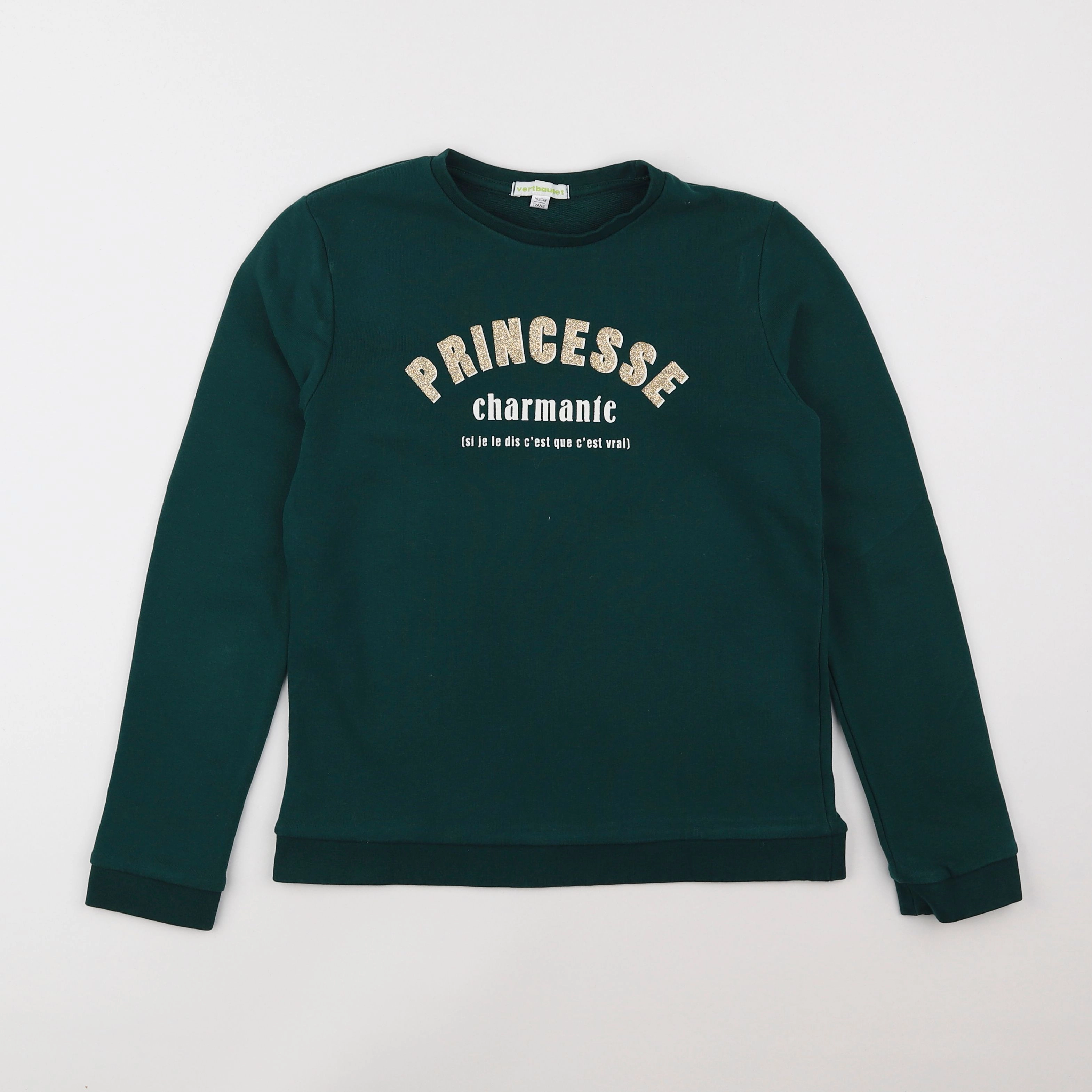 Vertbaudet - sweat vert - 12 ans