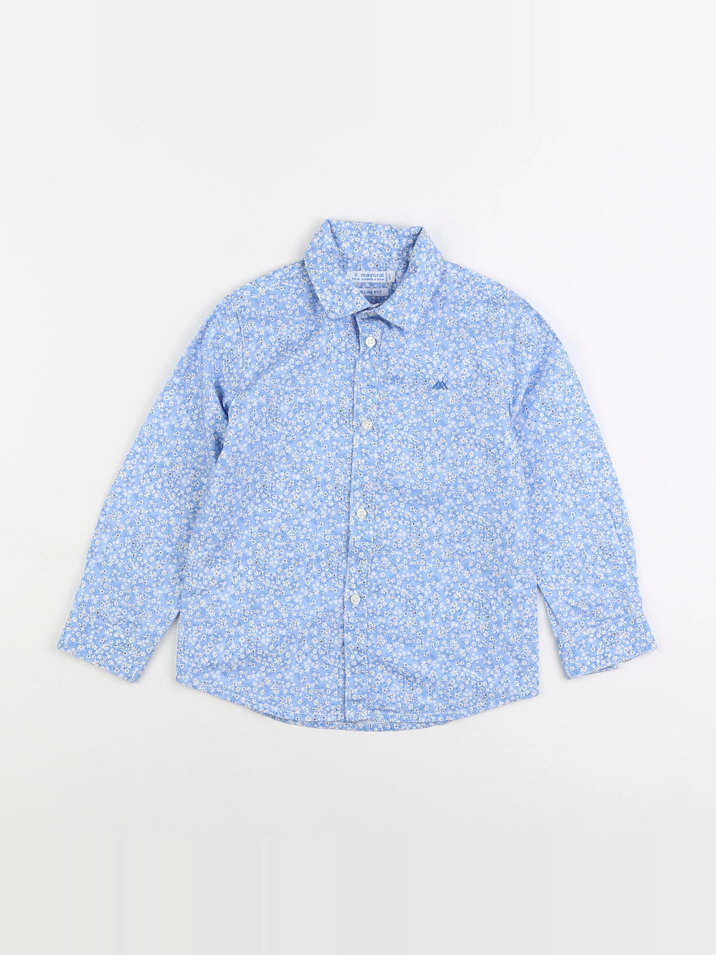 Mayoral - chemise bleu, blanc - 3 ans
