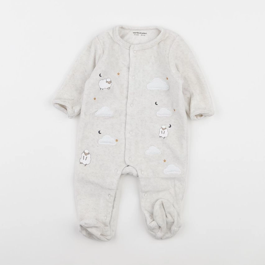 Vertbaudet - pyjama velours gris - 3 mois