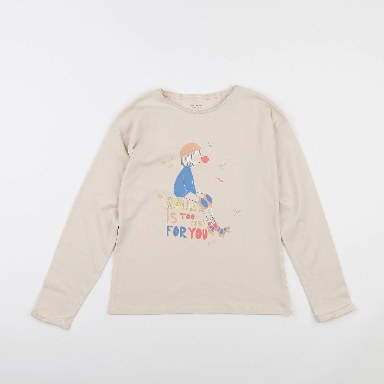 Vertbaudet - tee-shirt beige - 10 ans