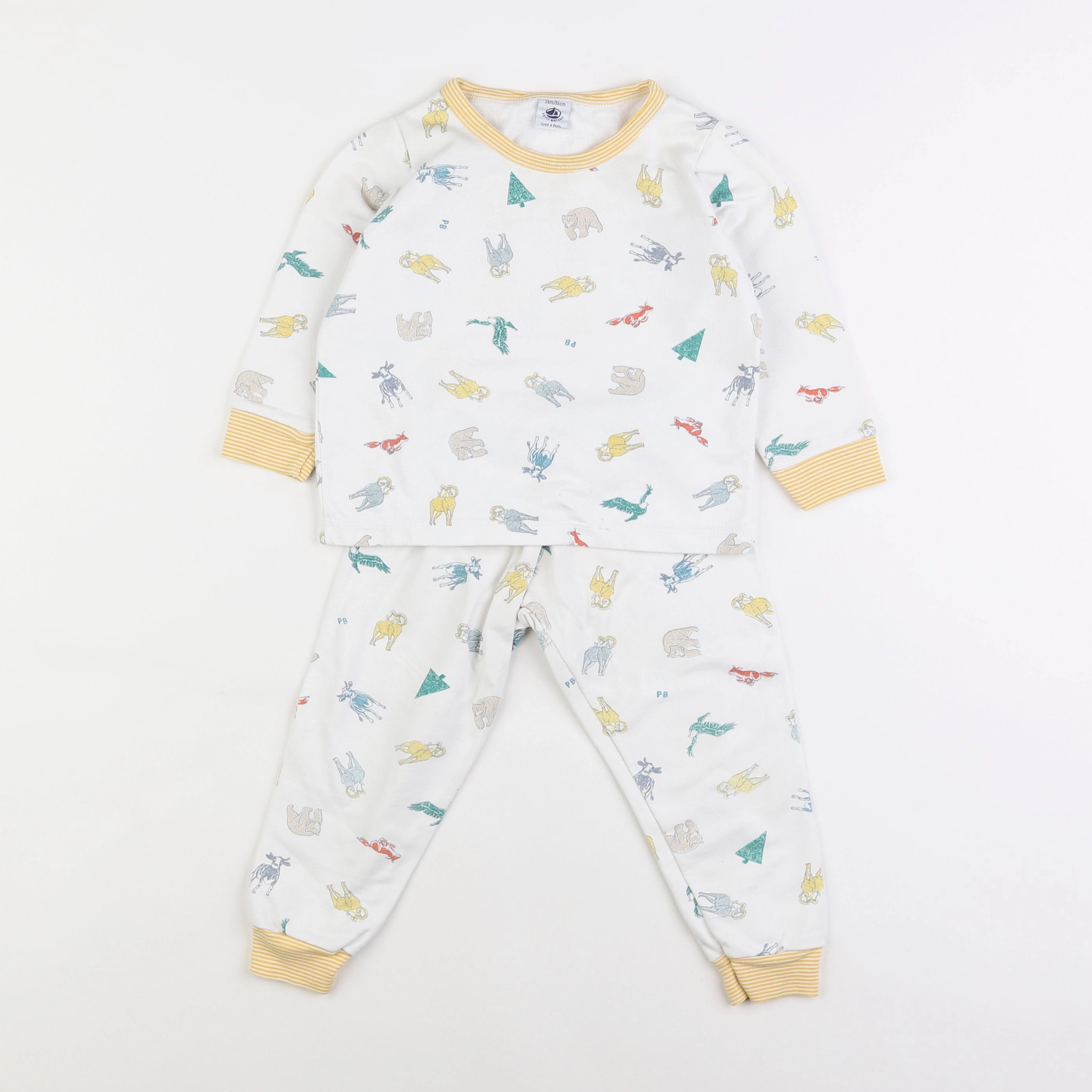 Petit Bateau - pyjama coton blanc - 2 ans