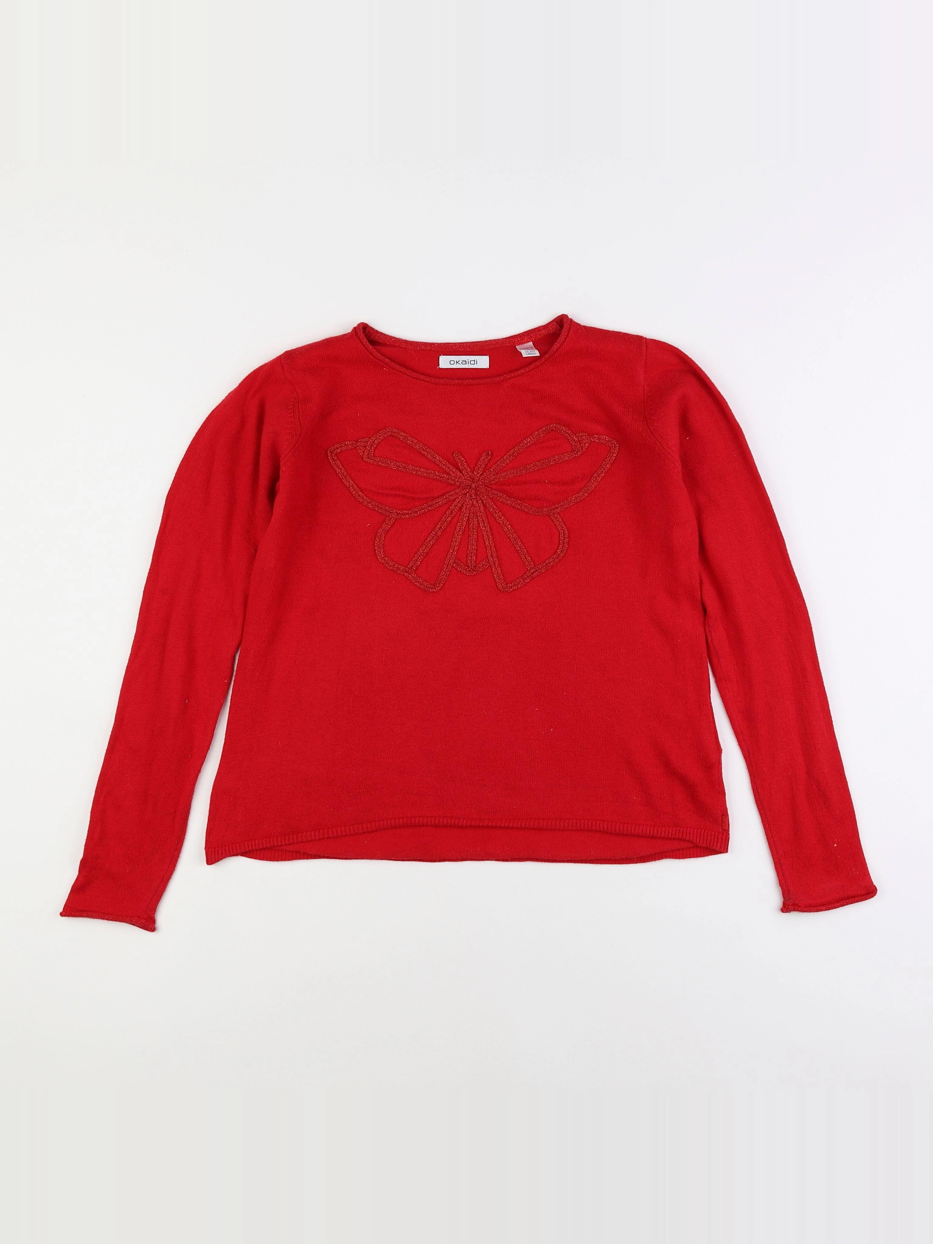 Okaidi - pull rouge - 10 ans