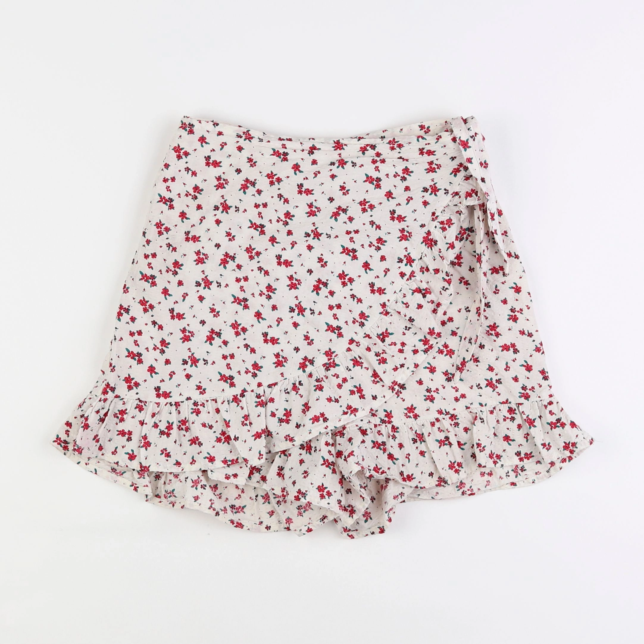 Vertbaudet - jupe short blanc, rouge - 9 ans