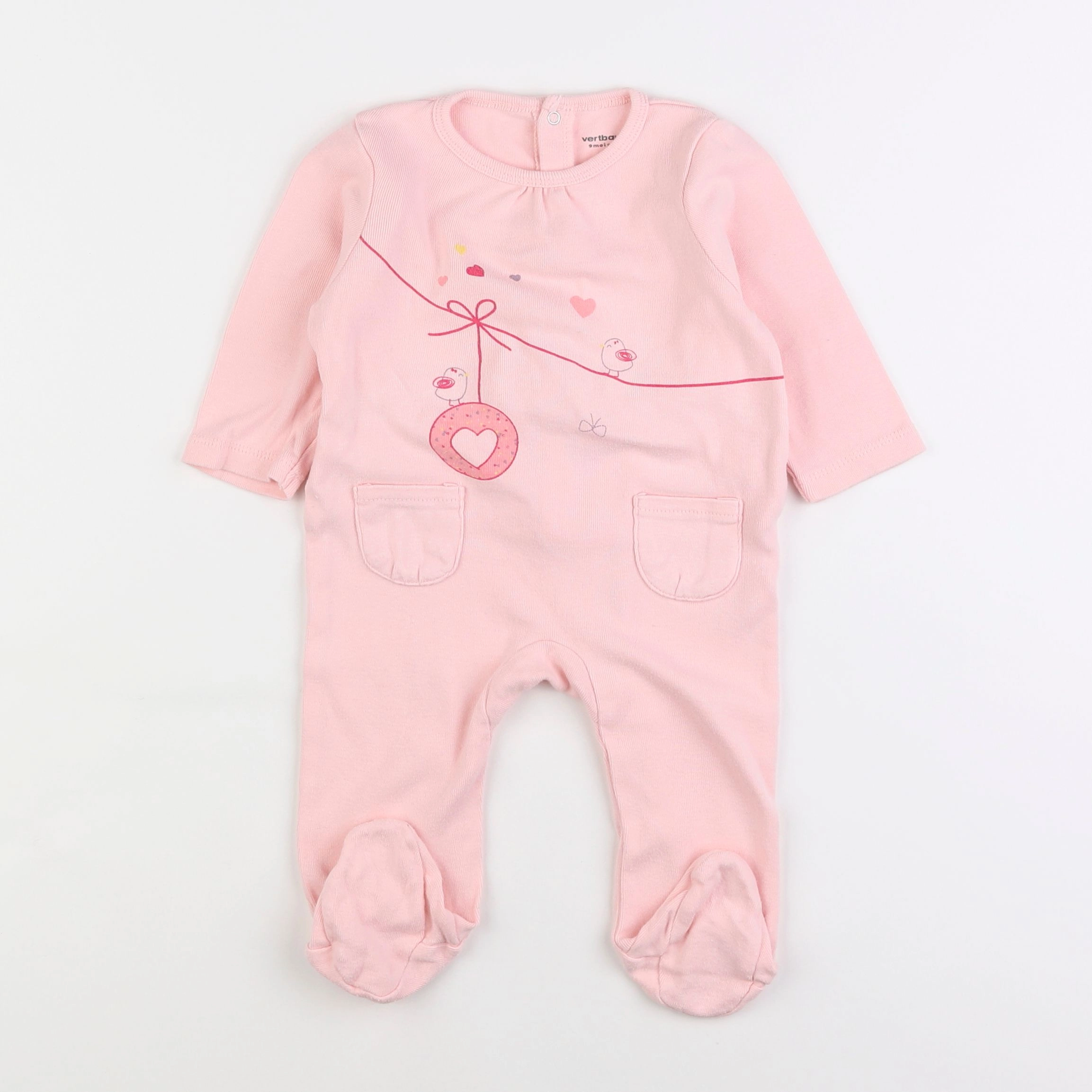 Vertbaudet - pyjama coton rose - 9 mois