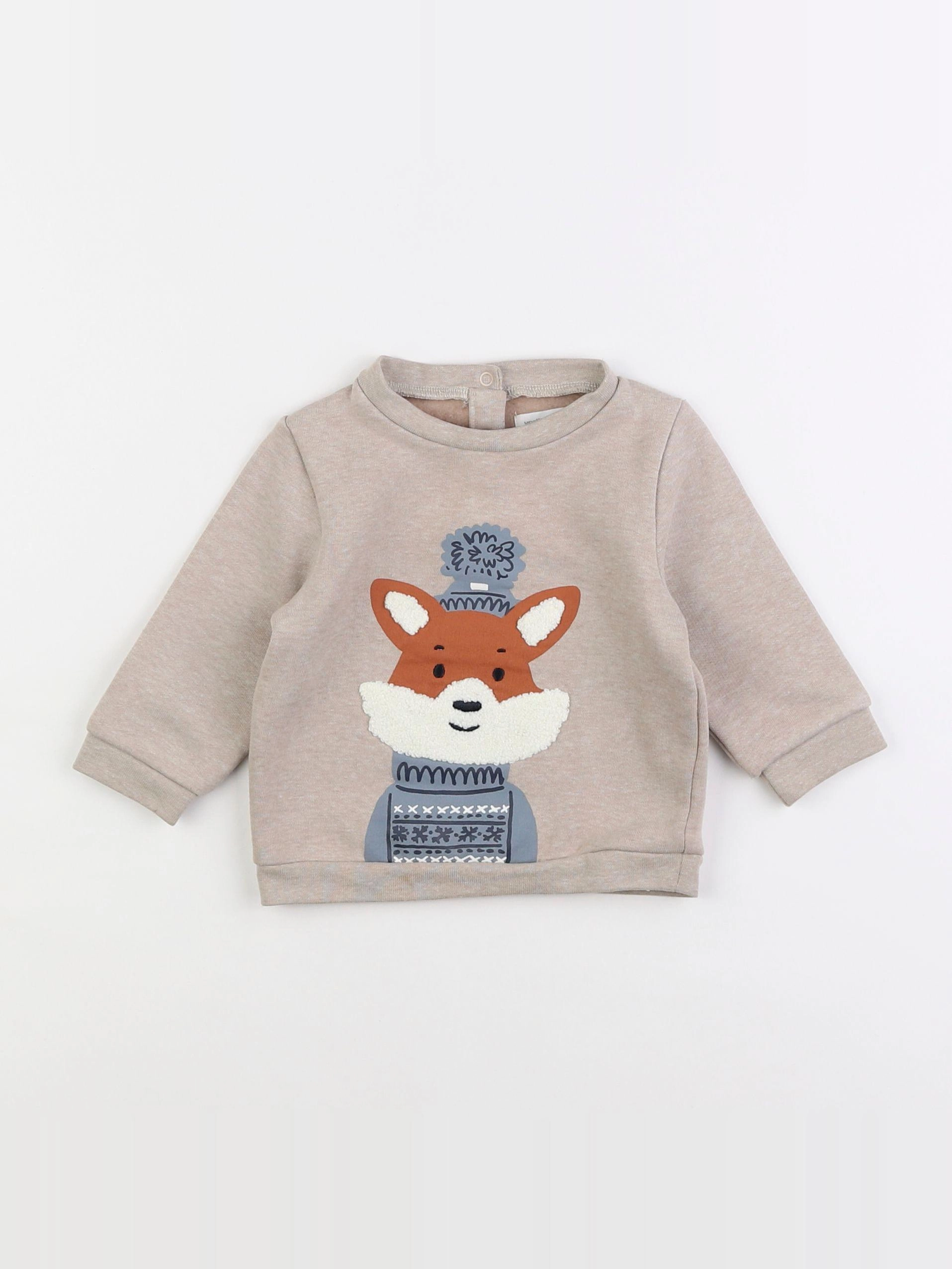 Vertbaudet - sweat marron - 6 mois