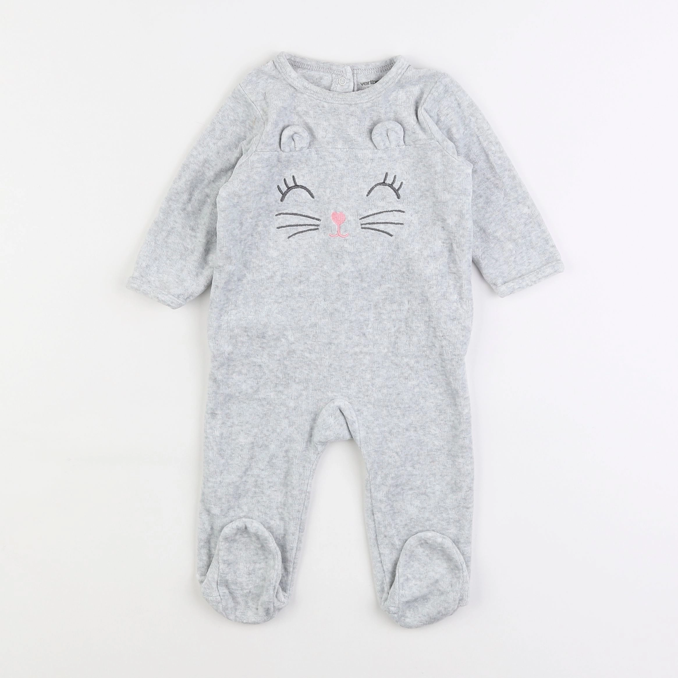 Vertbaudet - pyjama velours gris - 6 mois