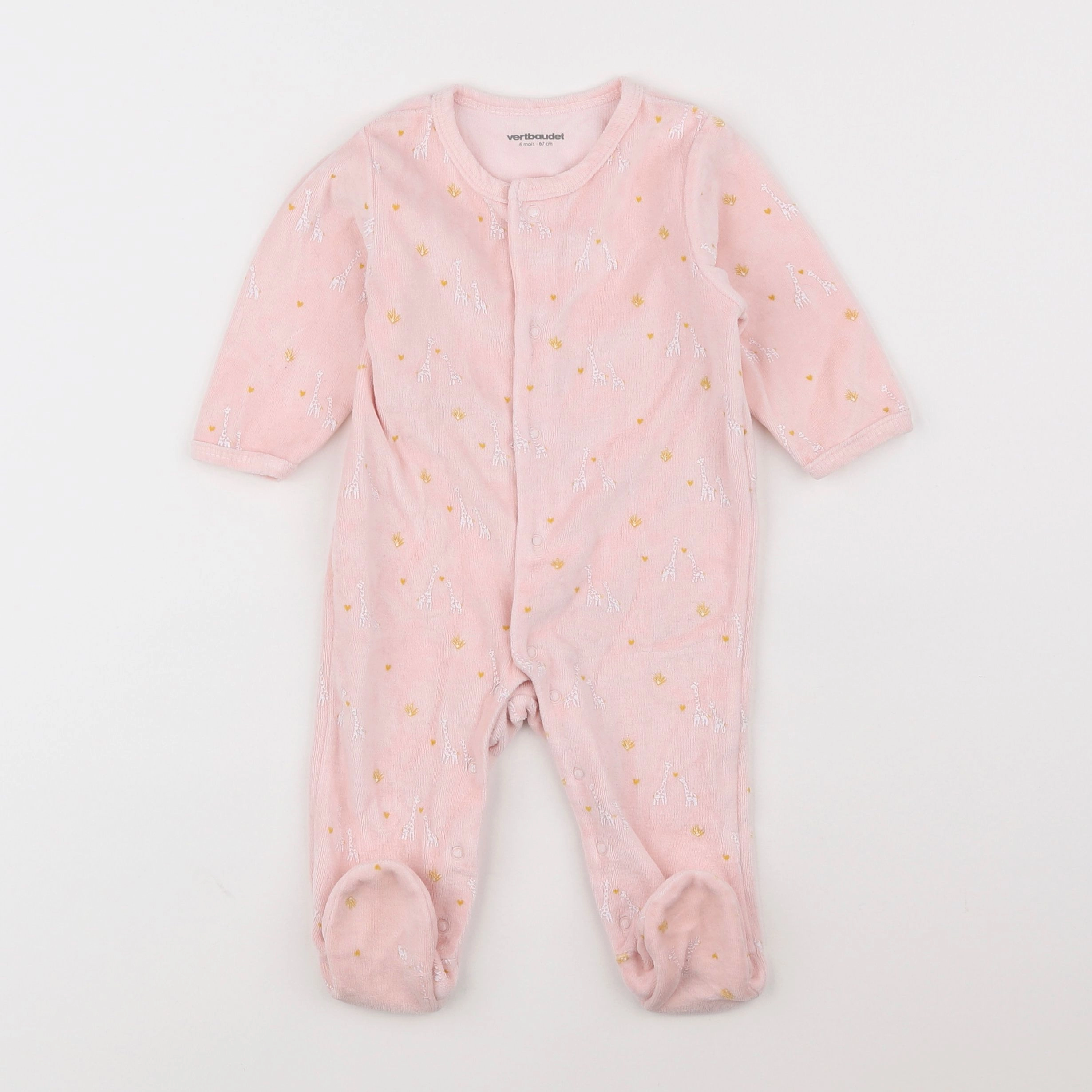 Vertbaudet - pyjama velours rose - 6 mois