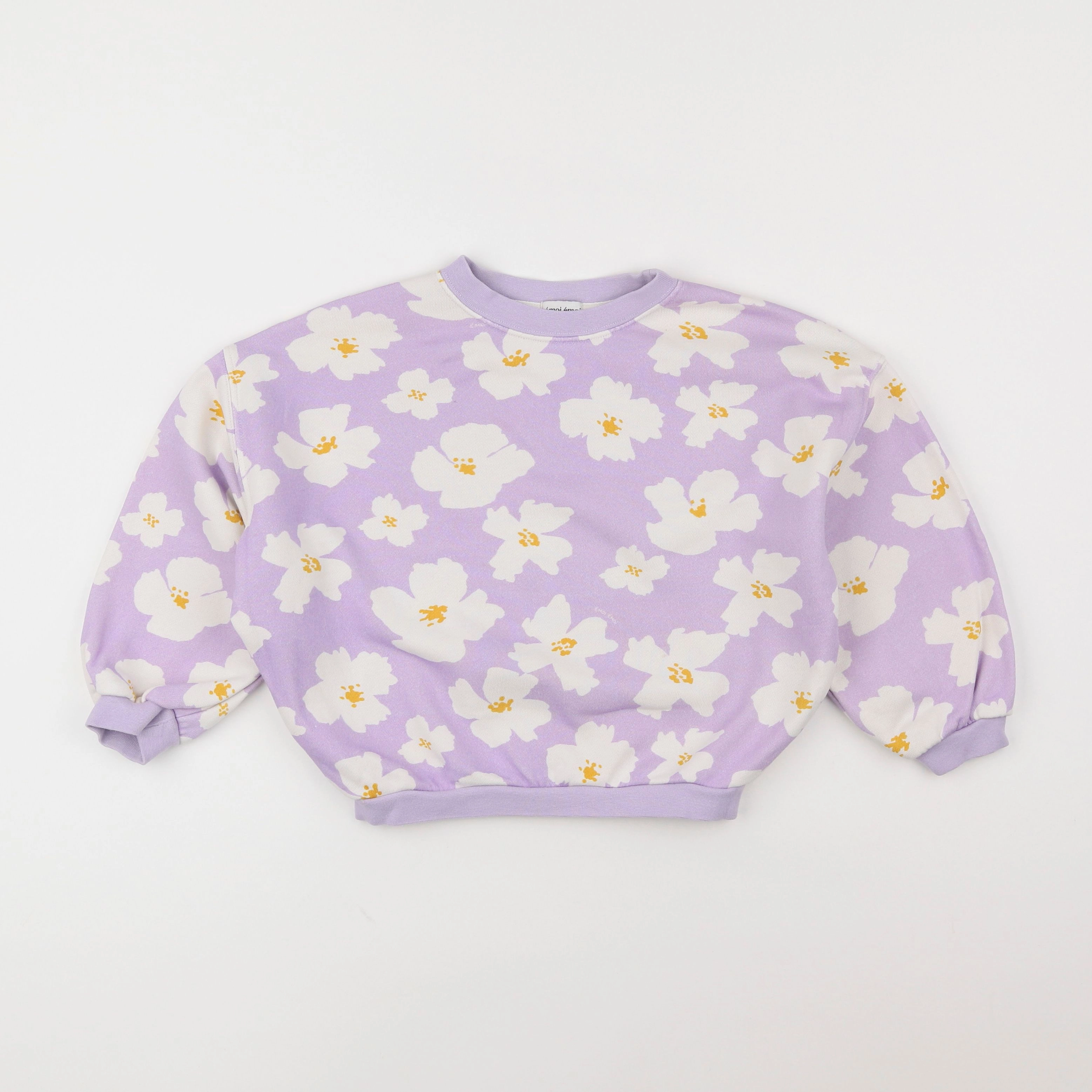 Emoi emoi - sweat violet, blanc - 6 ans