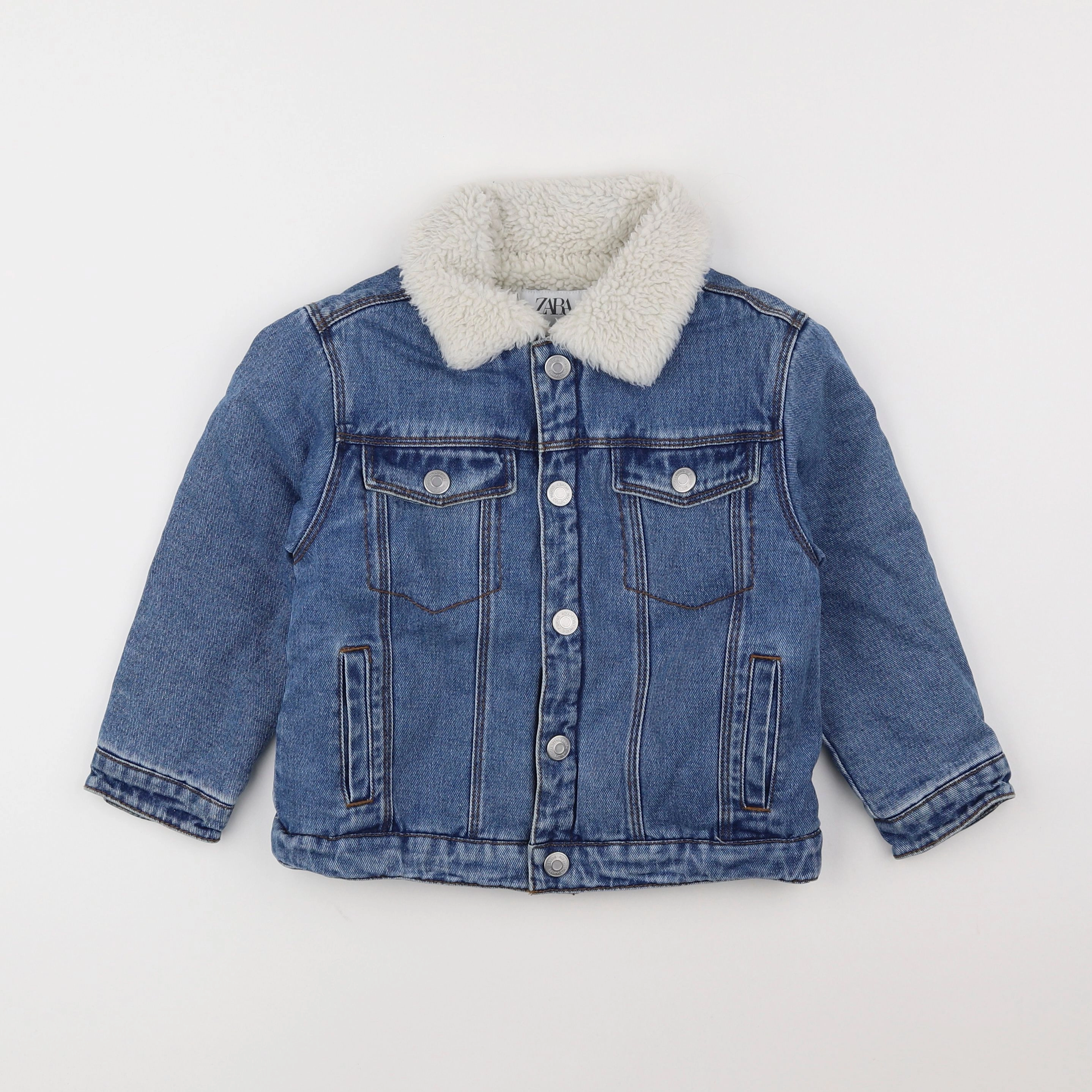 Zara - veste doublé, imprimé au dos bleu - 4/5 ans