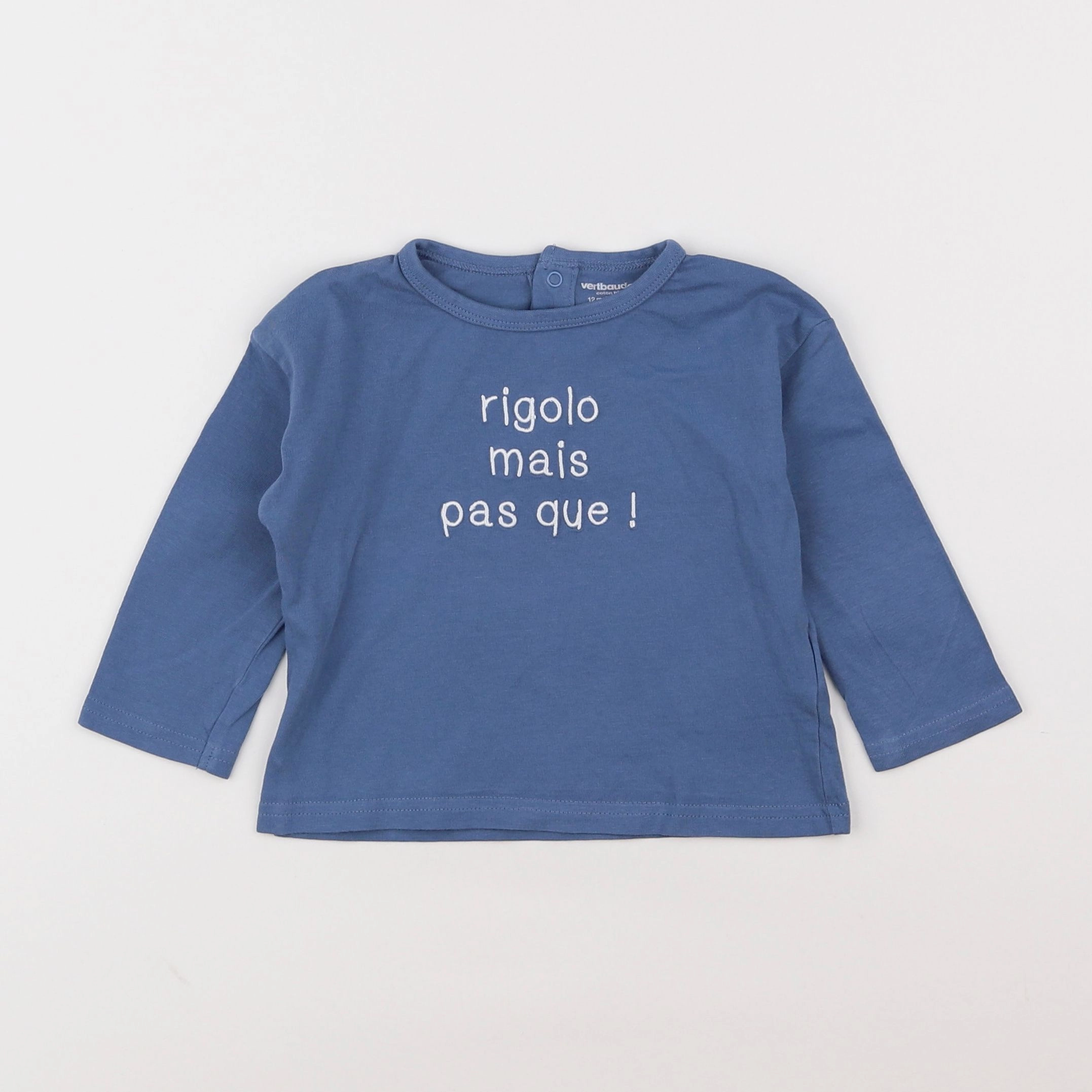 Vertbaudet - tee-shirt bleu - 12 mois