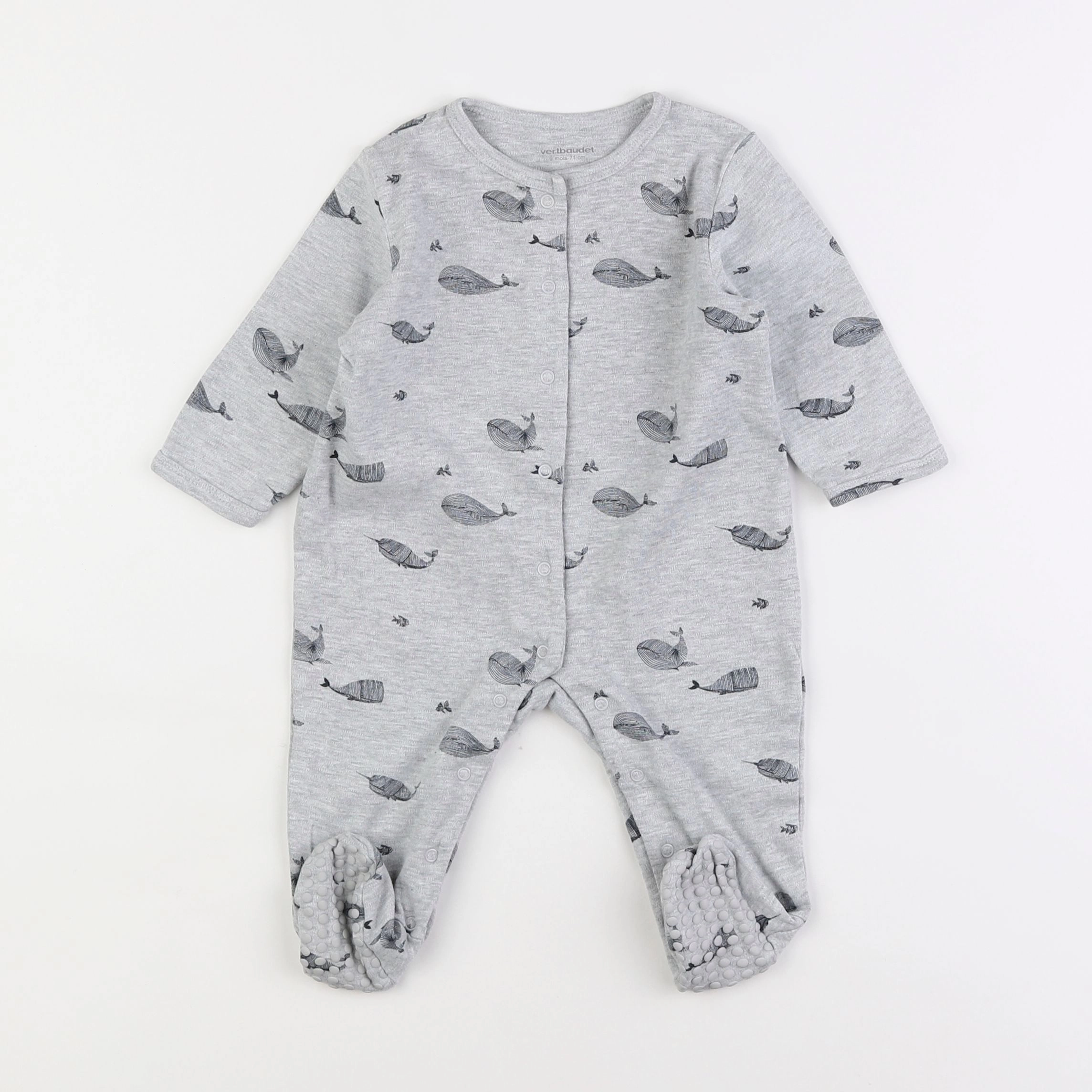 Vertbaudet - pyjama coton gris - 9 mois