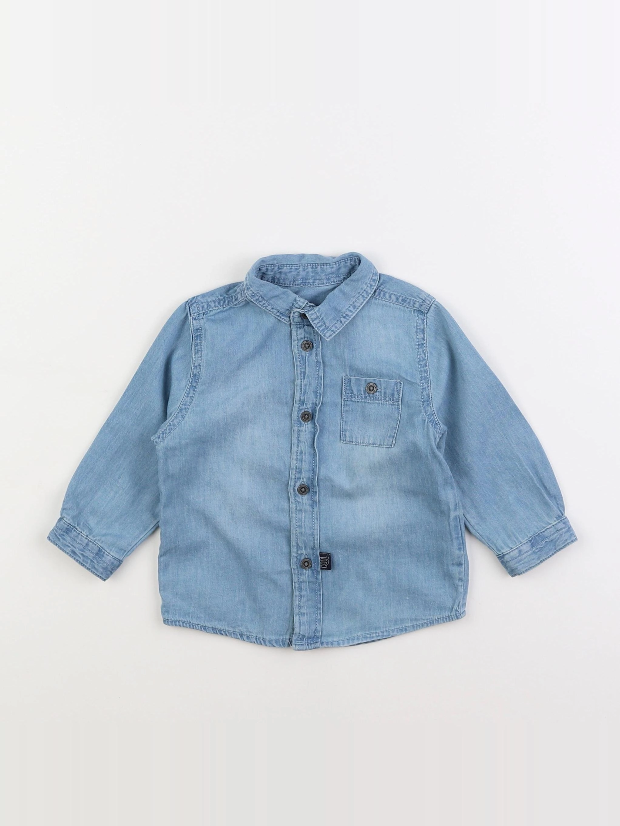 Vertbaudet - chemise bleu - 12 mois