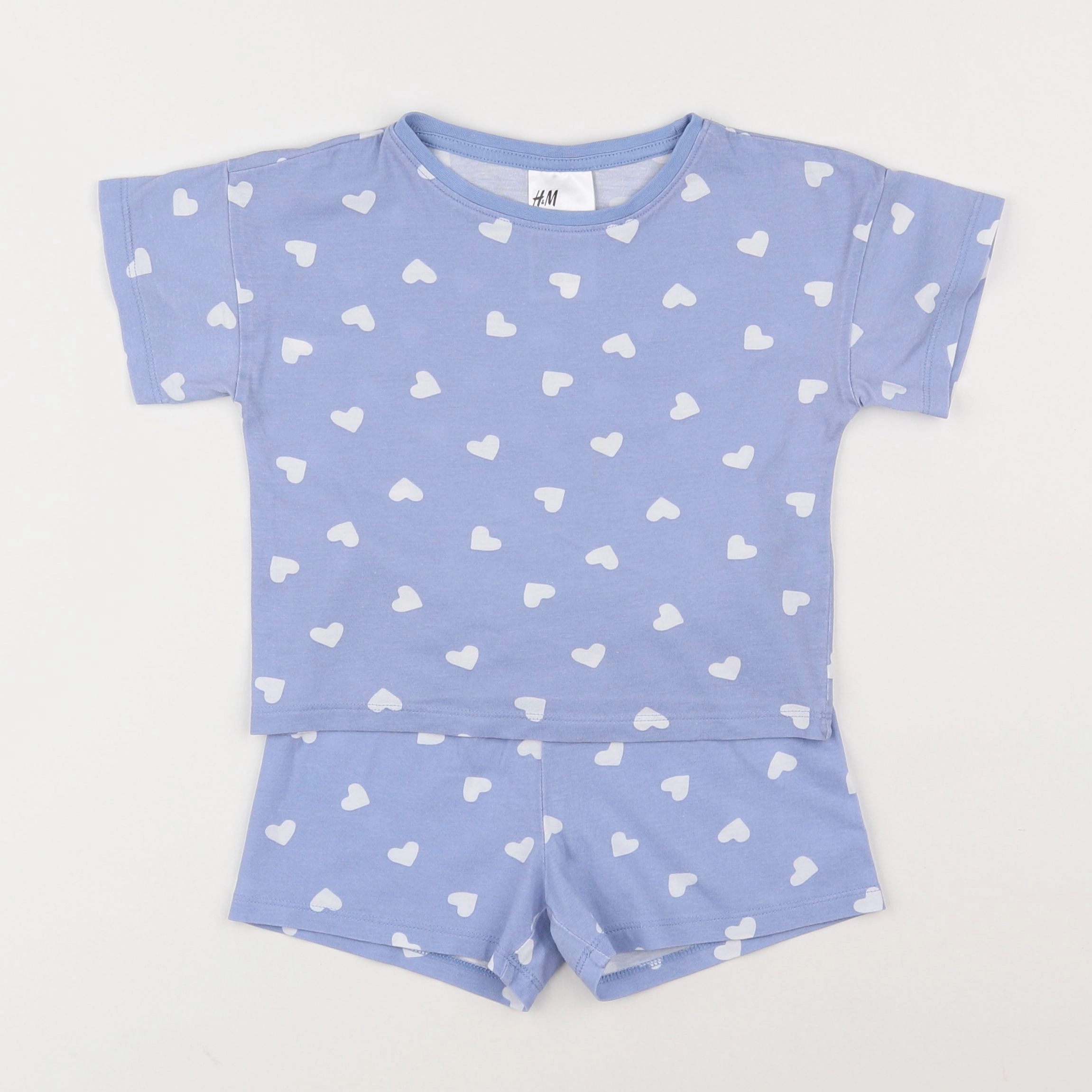 H&M - pyjama coton bleu, blanc - 18 mois à 2 ans