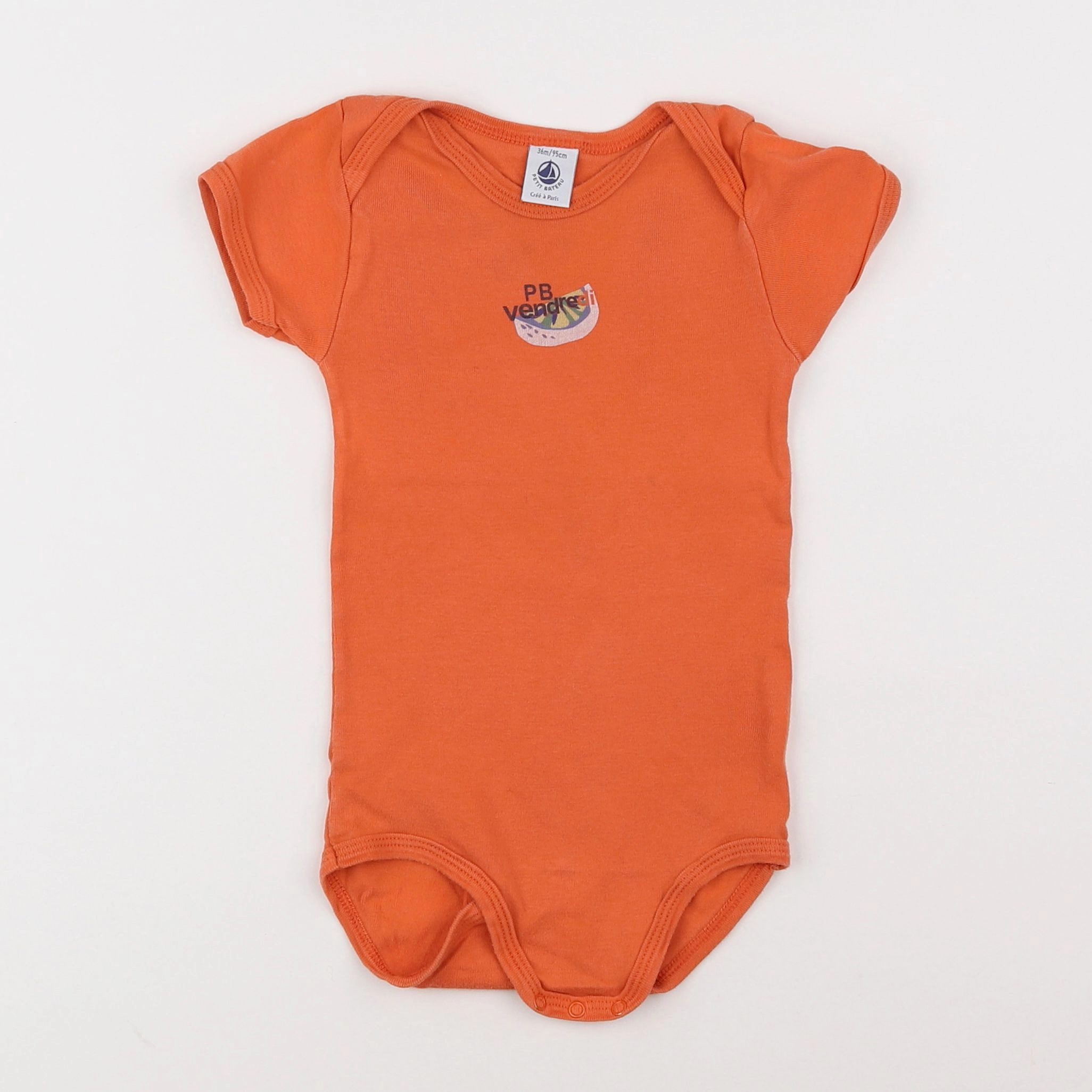 Petit Bateau - body orange - 3 ans