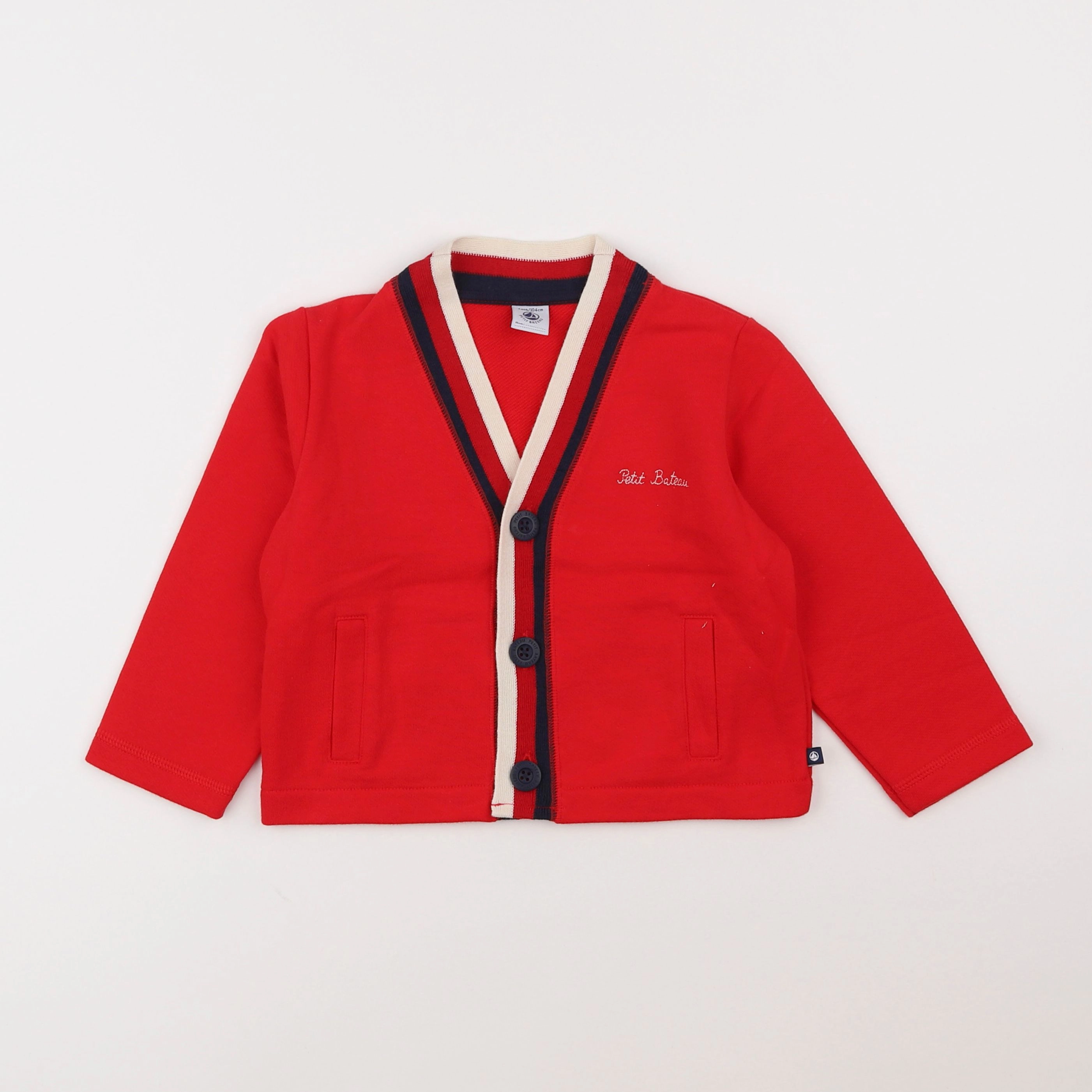 Petit Bateau - gilet rouge - 8 ans