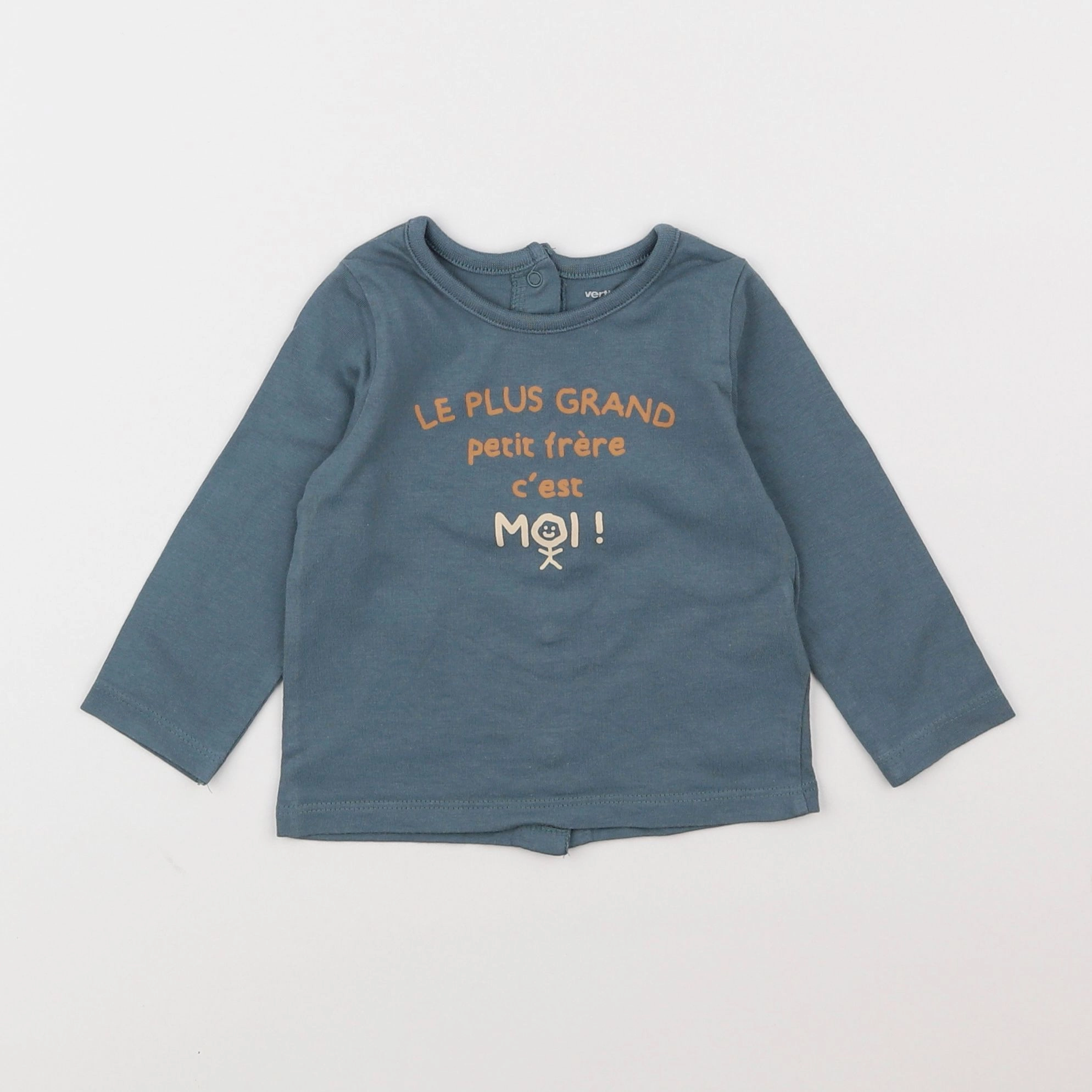 Vertbaudet - tee-shirt bleu - 6 mois