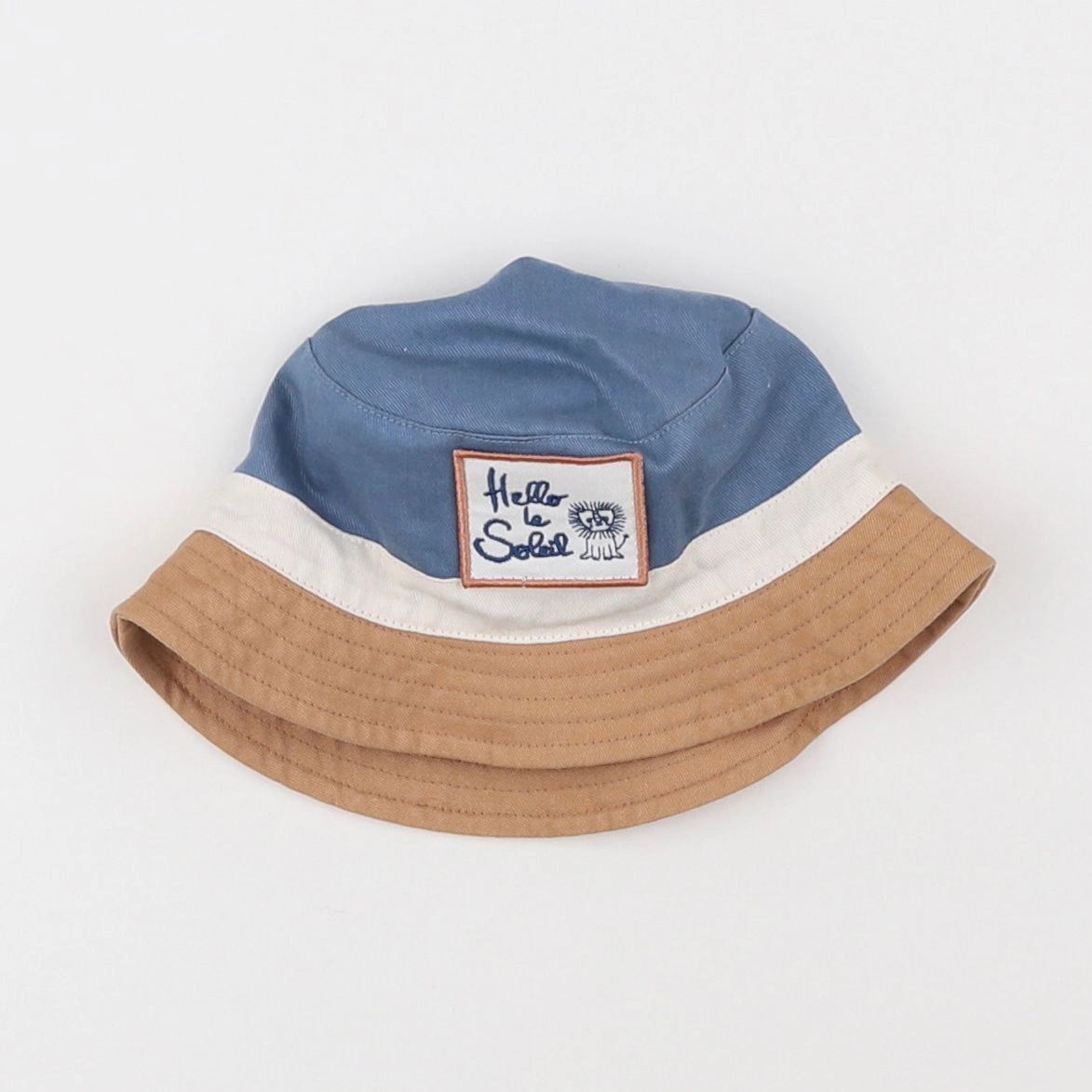 Vertbaudet - chapeau bleu, beige - 3/6 mois