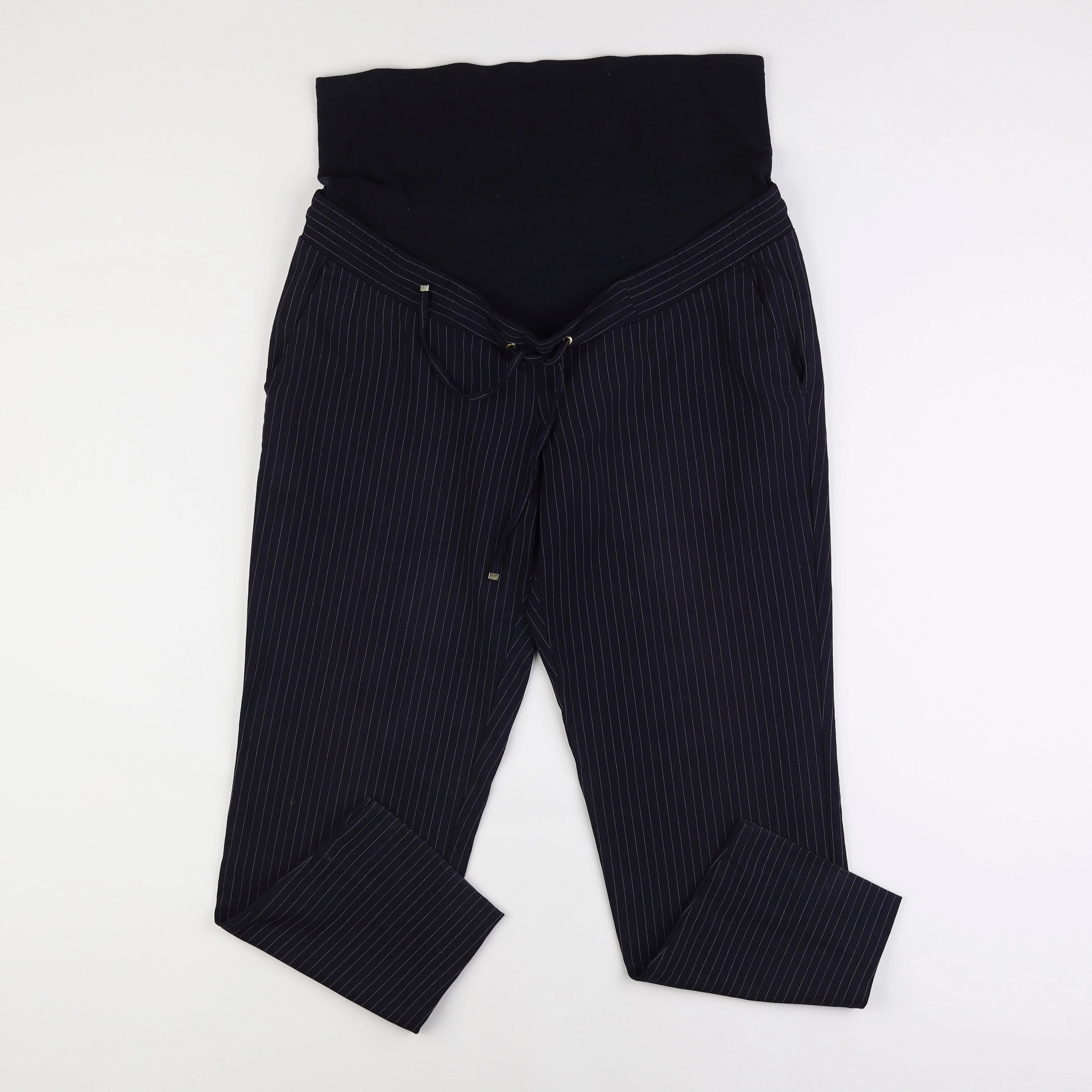 H&M - pantalon grossesse bleu, blanc - 42