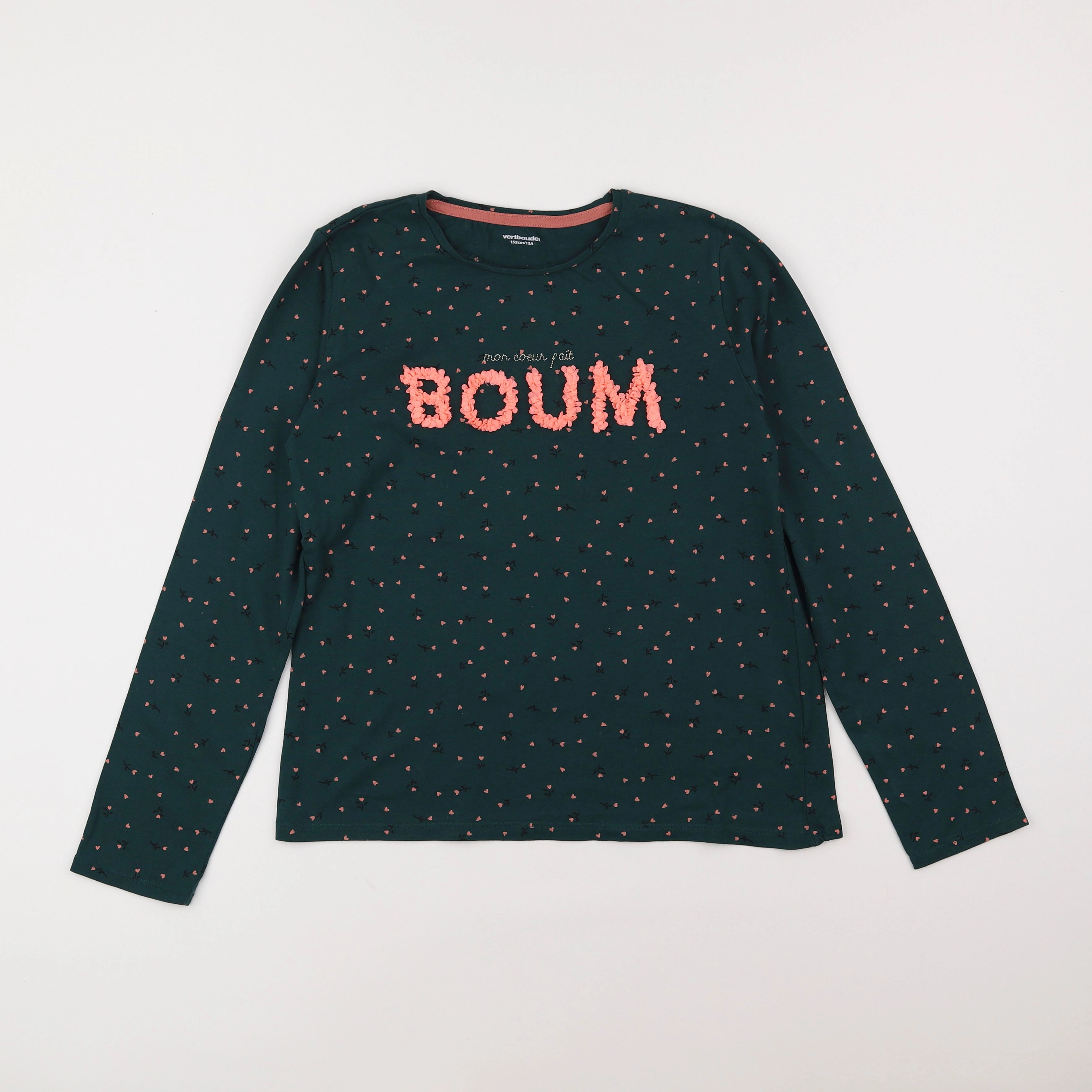 Vertbaudet - tee-shirt vert, rose - 12 ans